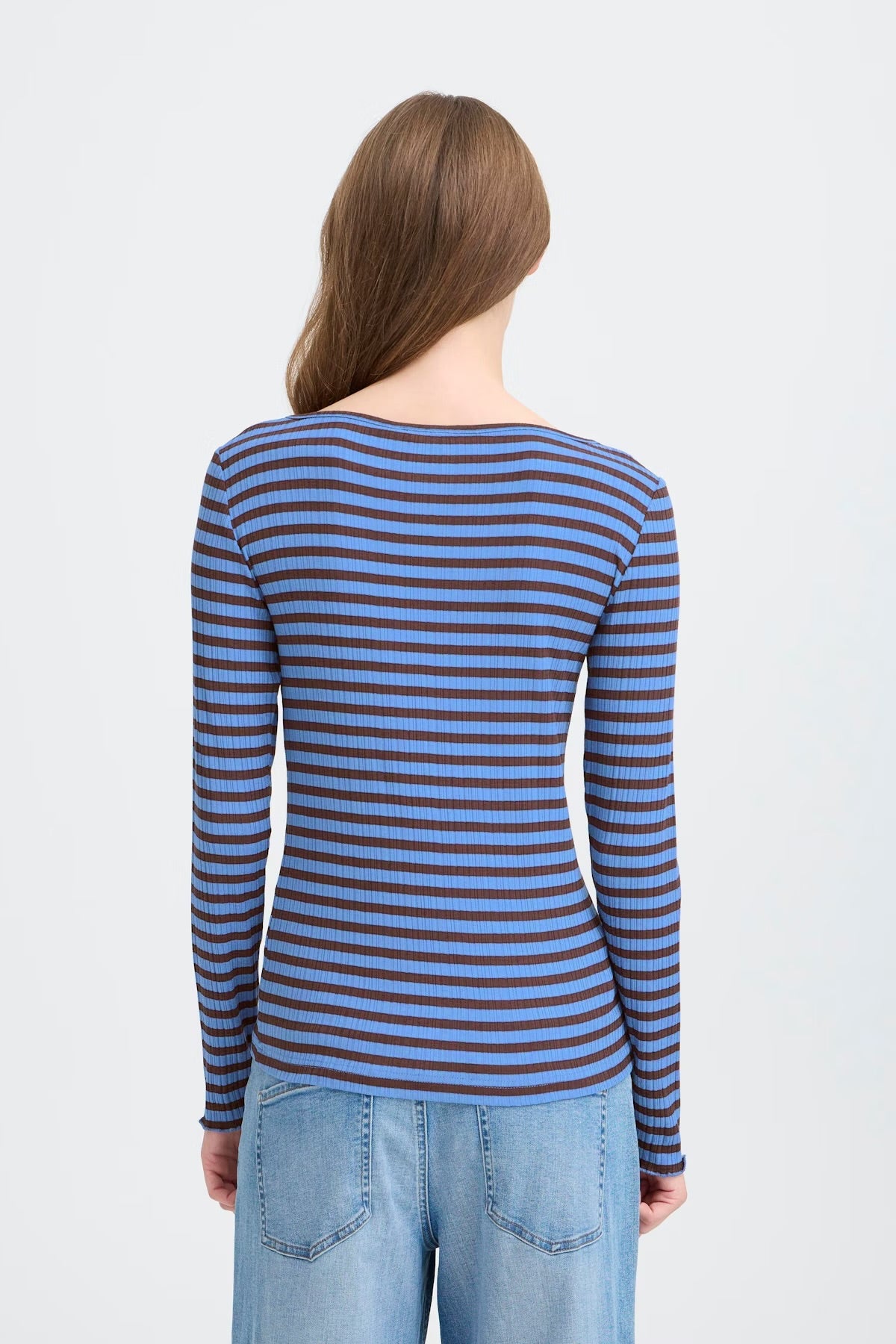 MAGLIA A COSTE BLU E MARRONE