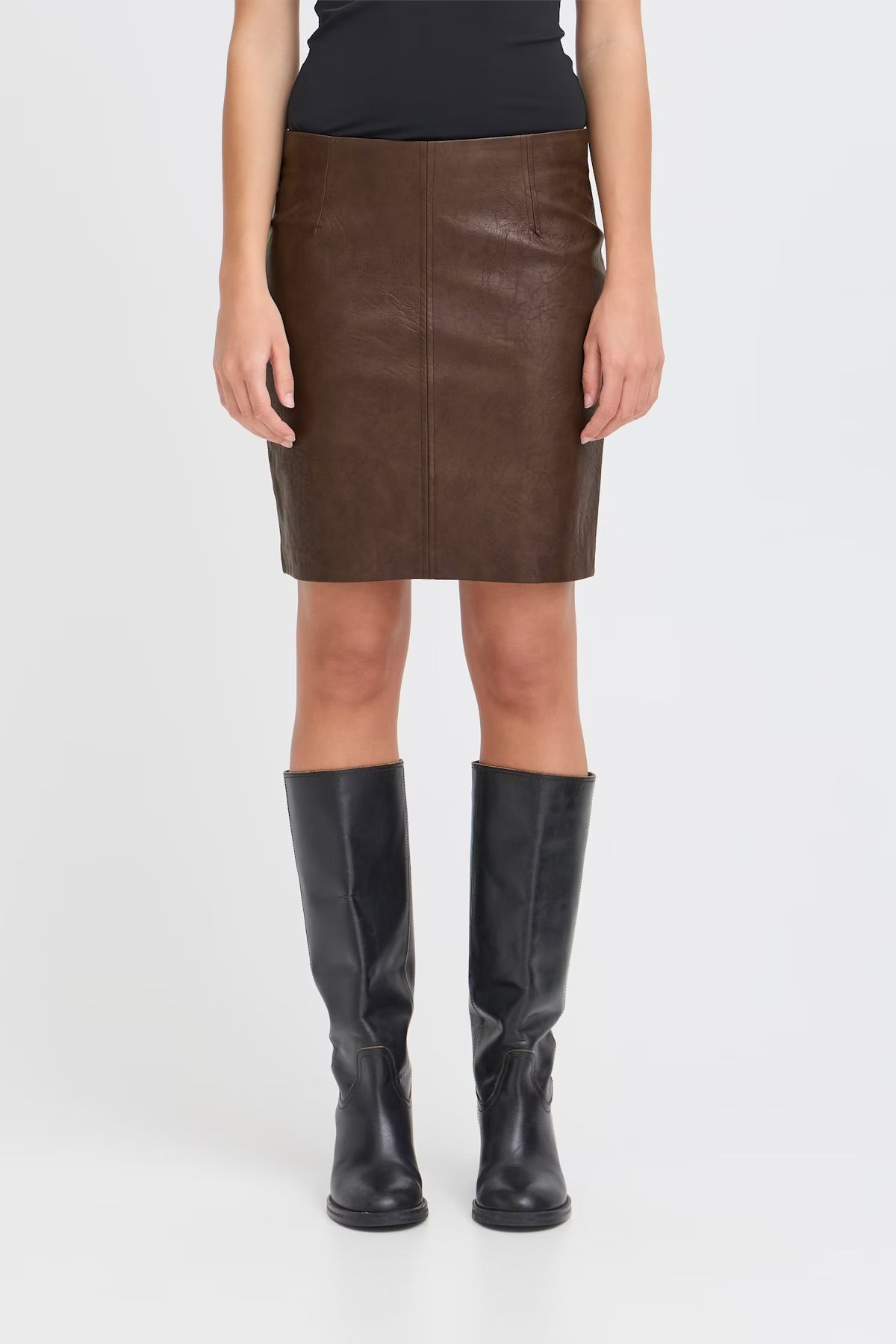 MINIGONNA IN ECOPELLE MARRONE