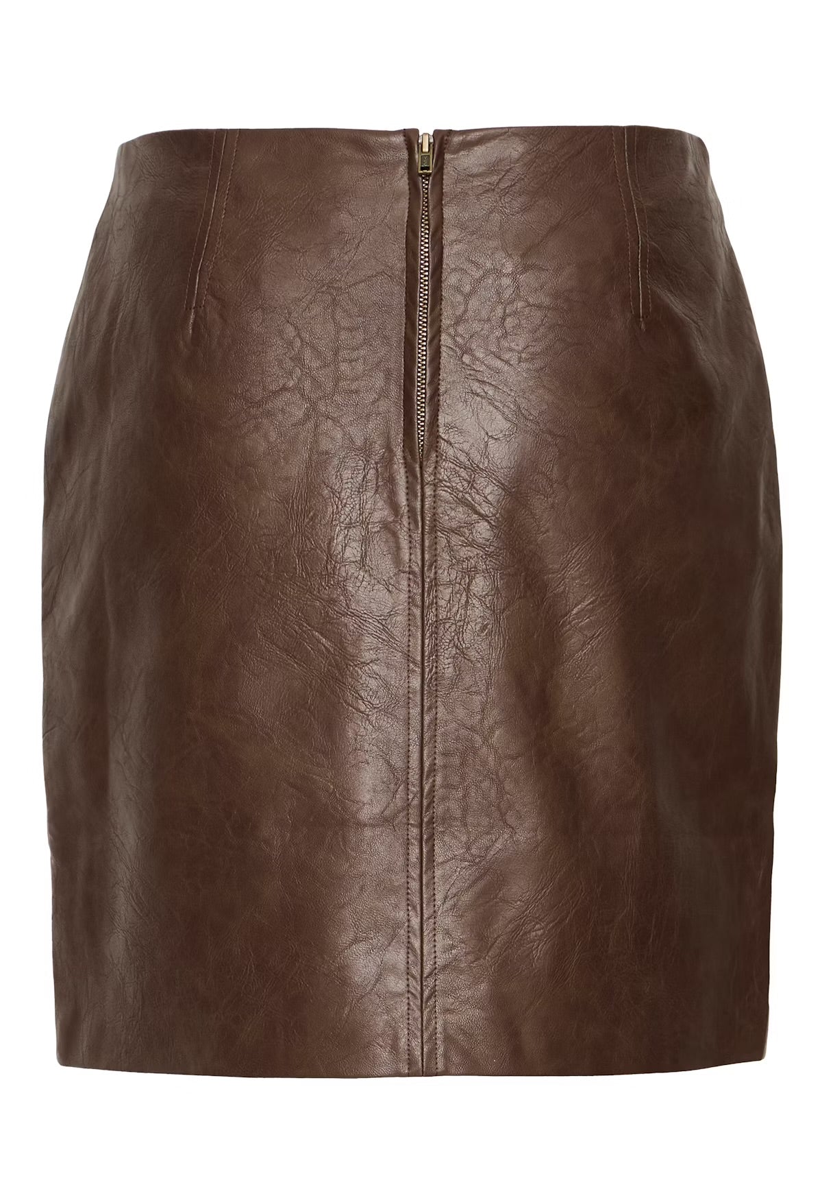 MINIGONNA IN ECOPELLE MARRONE