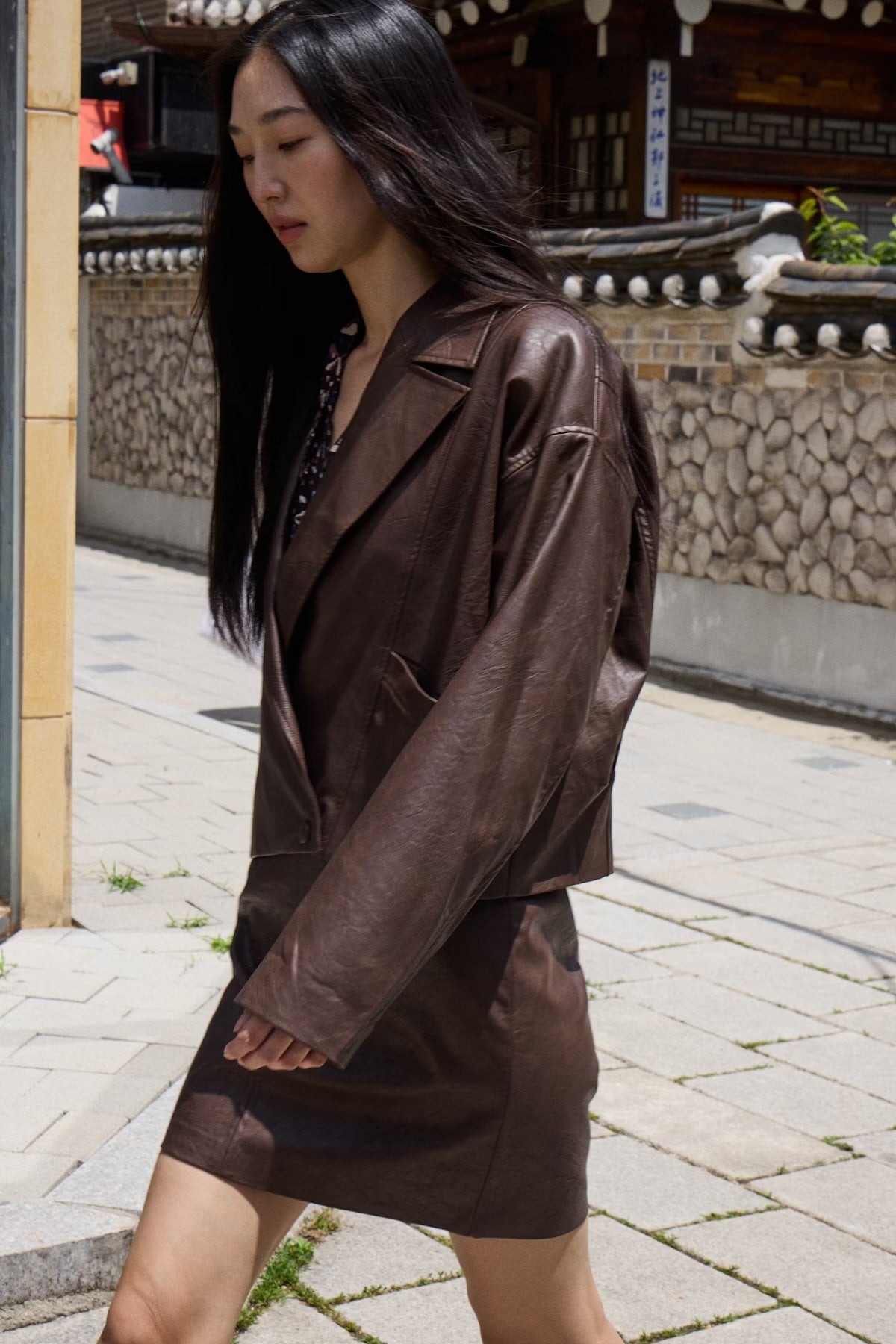 MINIGONNA IN ECOPELLE MARRONE