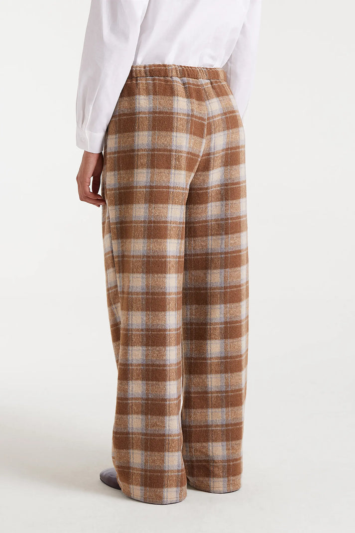 PANTALONE IN TARTAN MARRONE