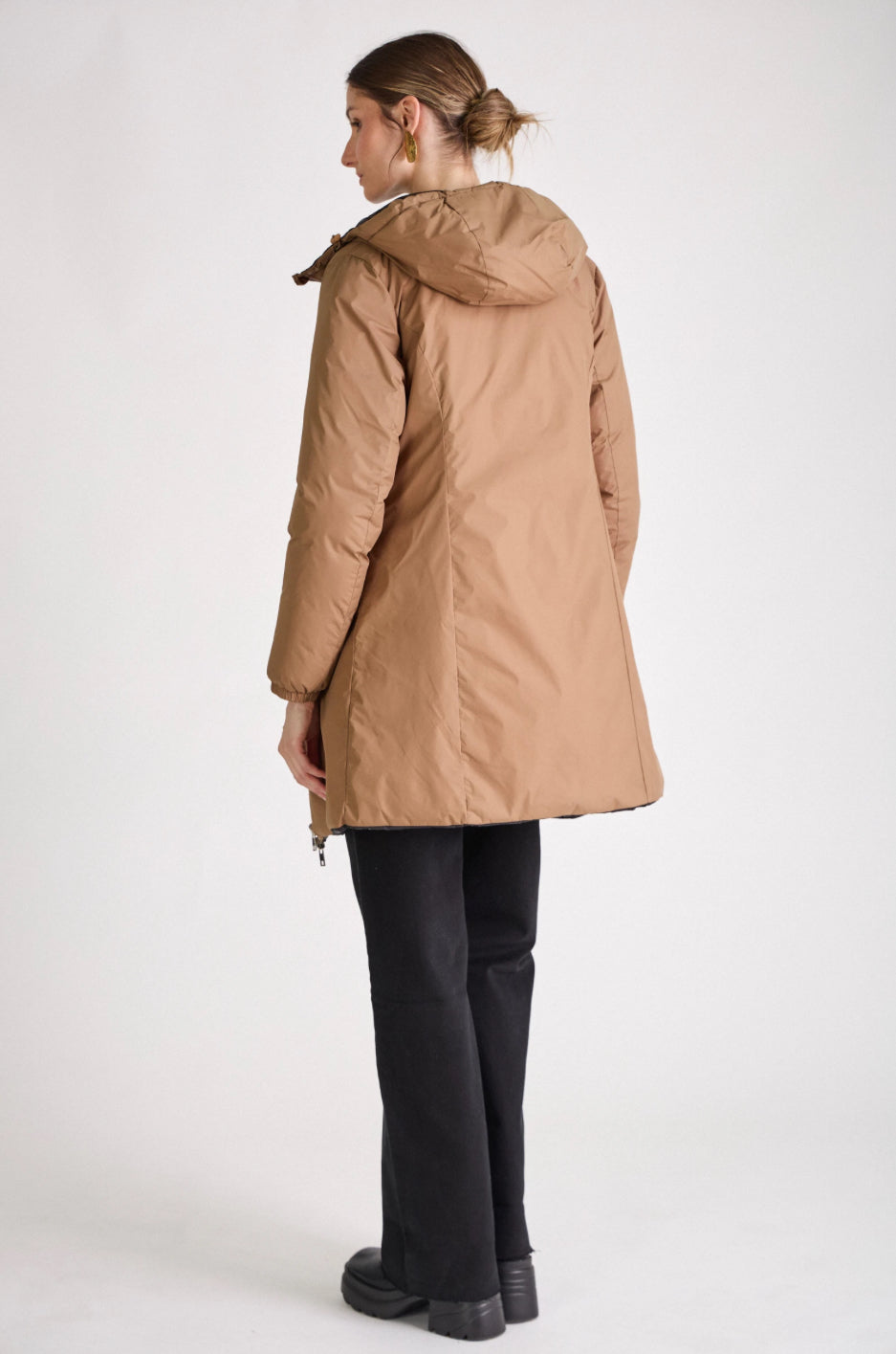 PARKA REVERSIBILE NERO E CAMMELLO