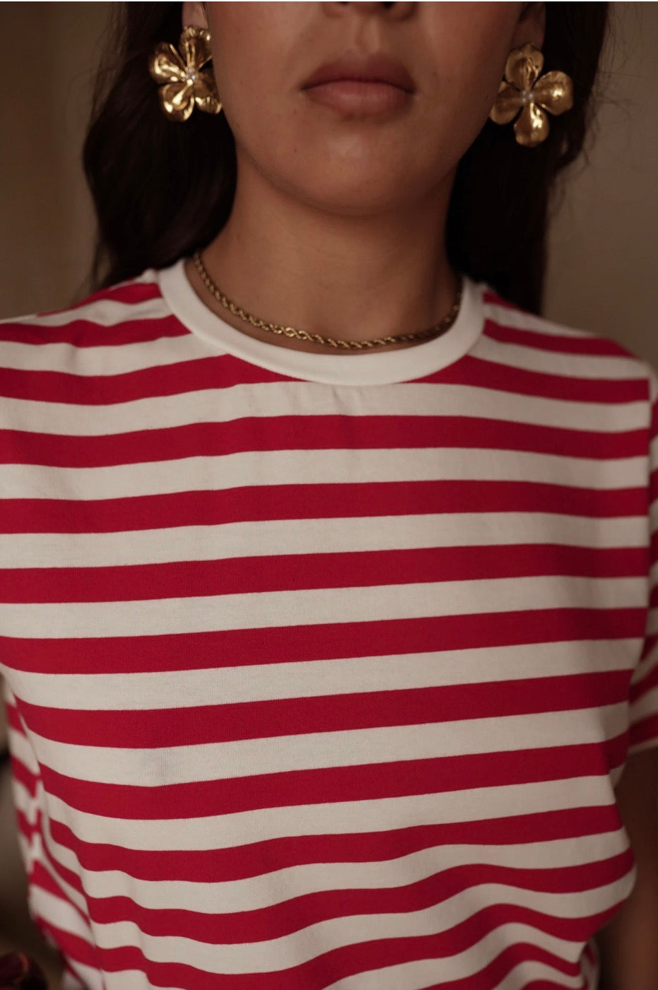 T-SHIRT A RIGHE ROSSE E BIANCHE