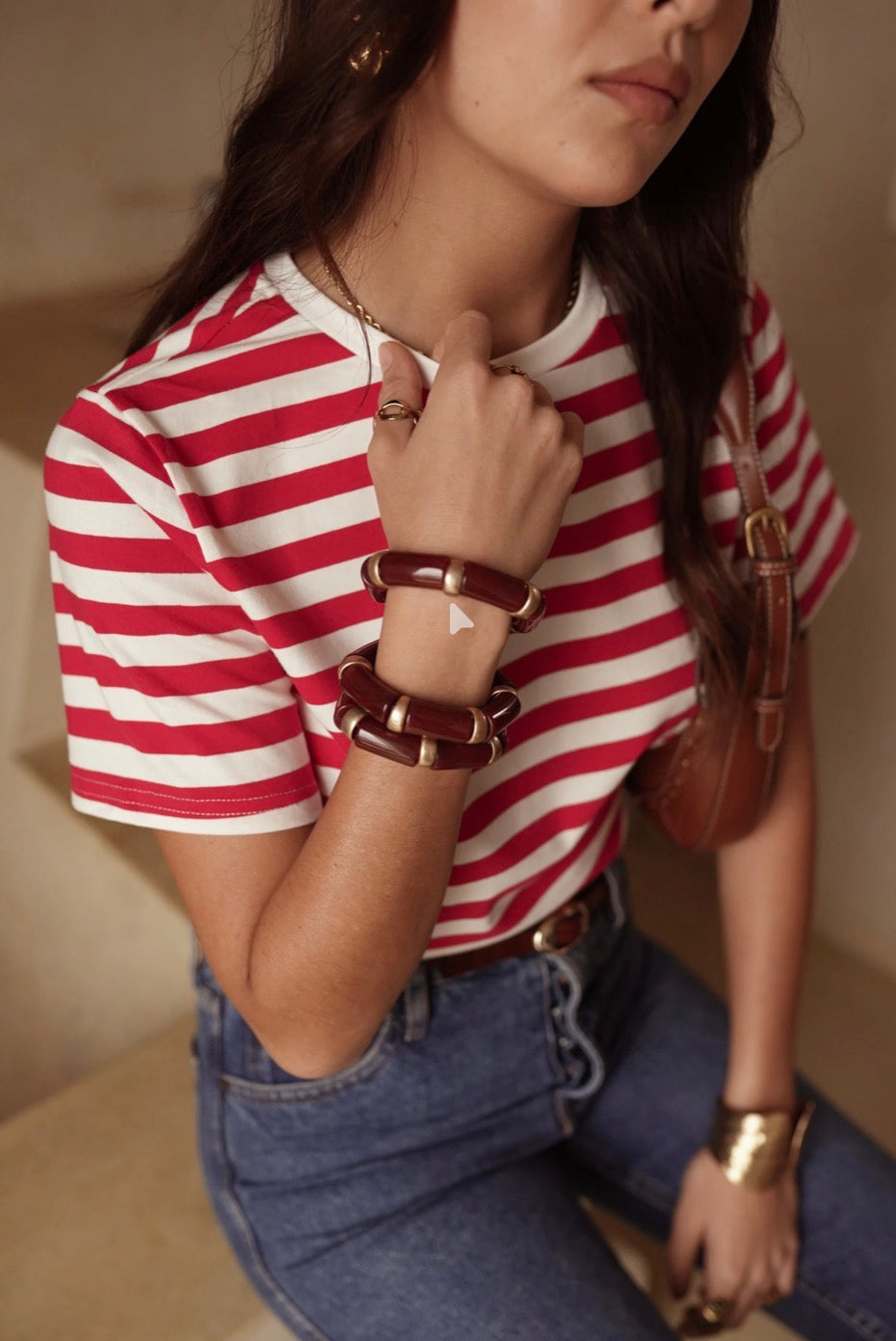 T-SHIRT A RIGHE ROSSE E BIANCHE