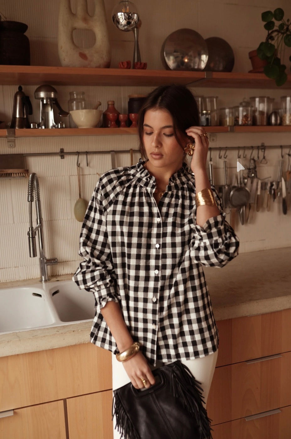 CAMICIA VICHY BIANCO E NERO