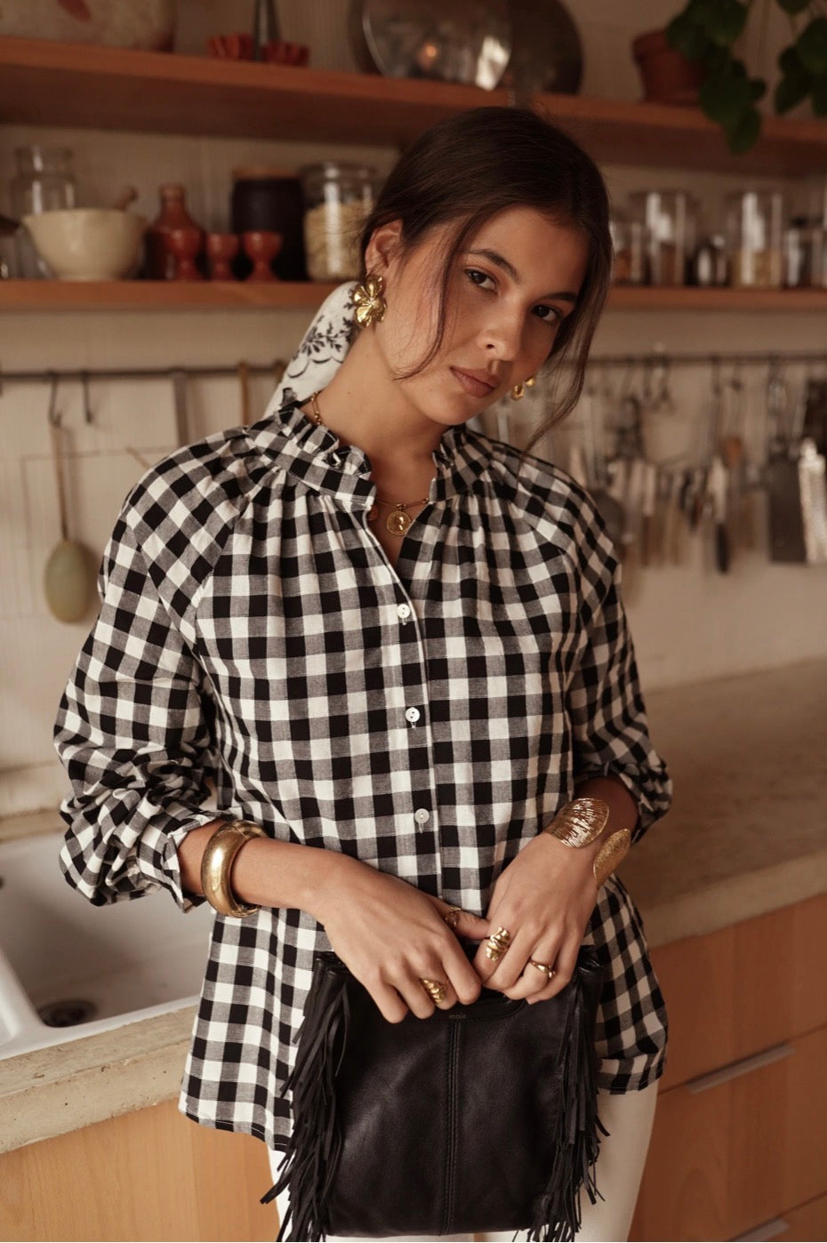 CAMICIA VICHY BIANCO E NERO