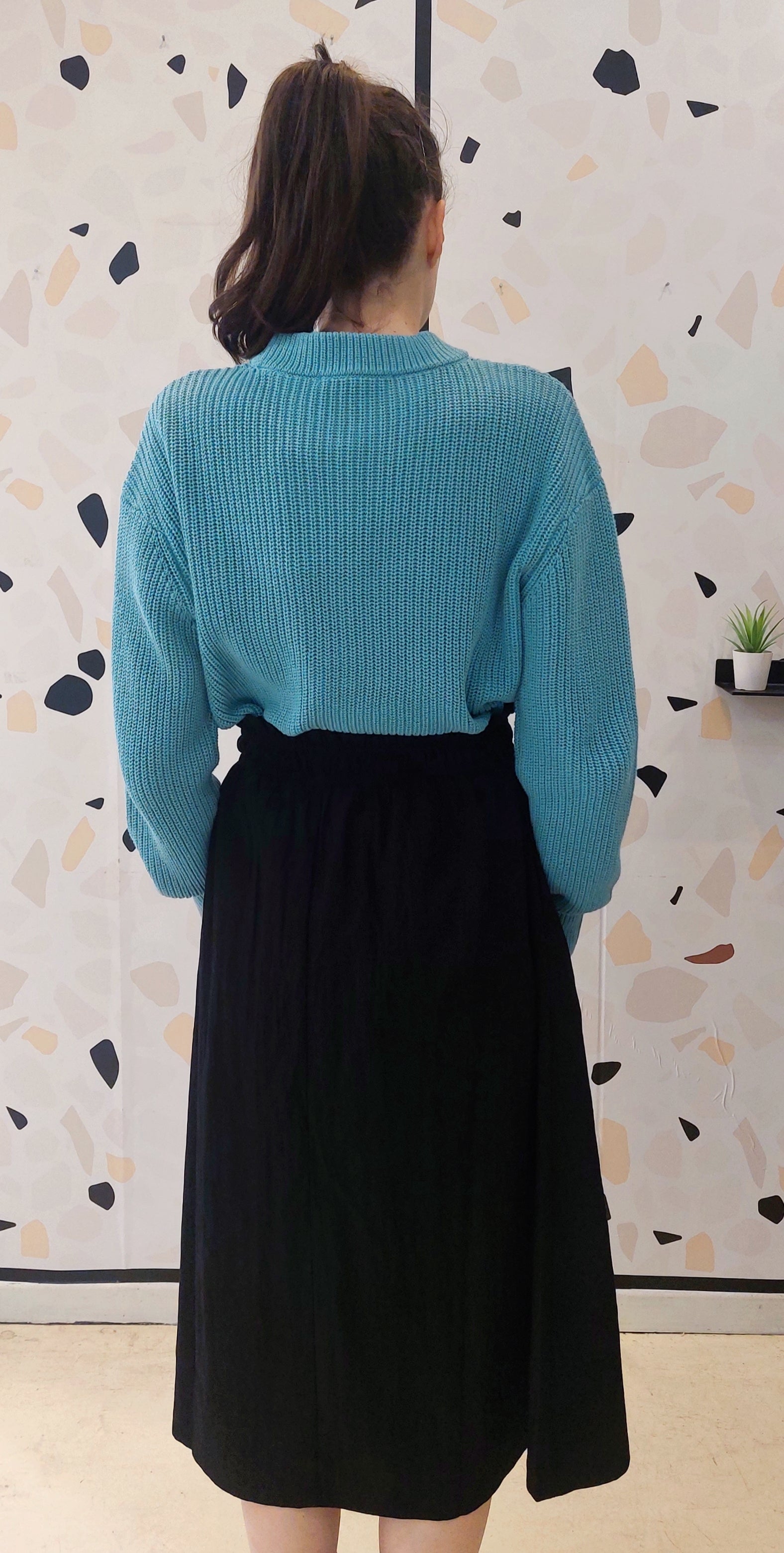 MAGLIONE VERDE ACQUA IN COTONE BIOLOGICO