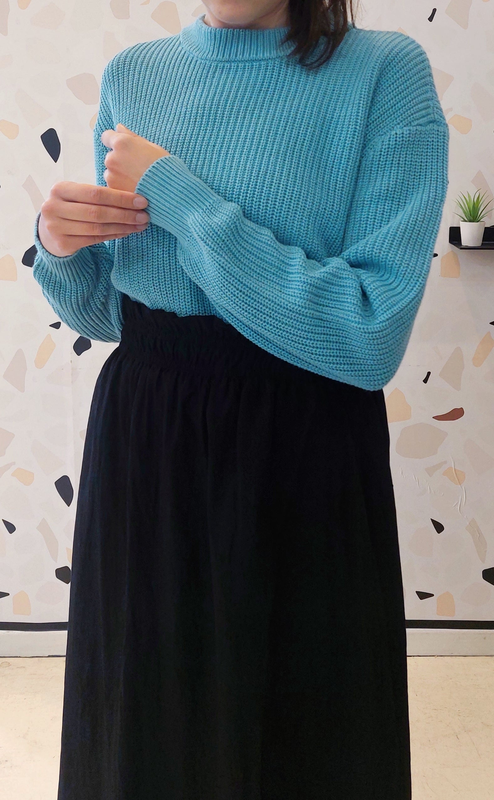 MAGLIONE VERDE ACQUA IN COTONE BIOLOGICO