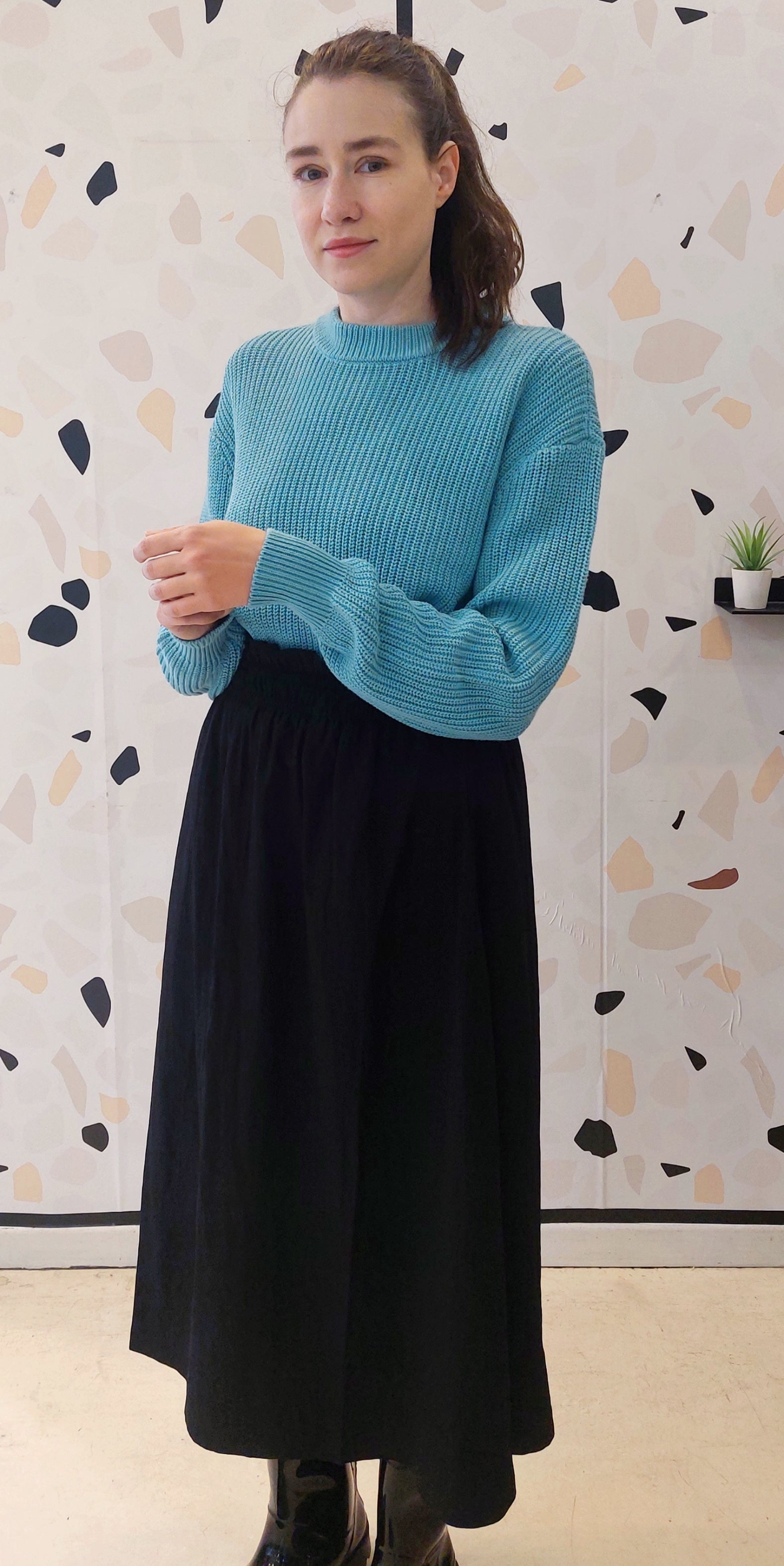 MAGLIONE VERDE ACQUA IN COTONE BIOLOGICO