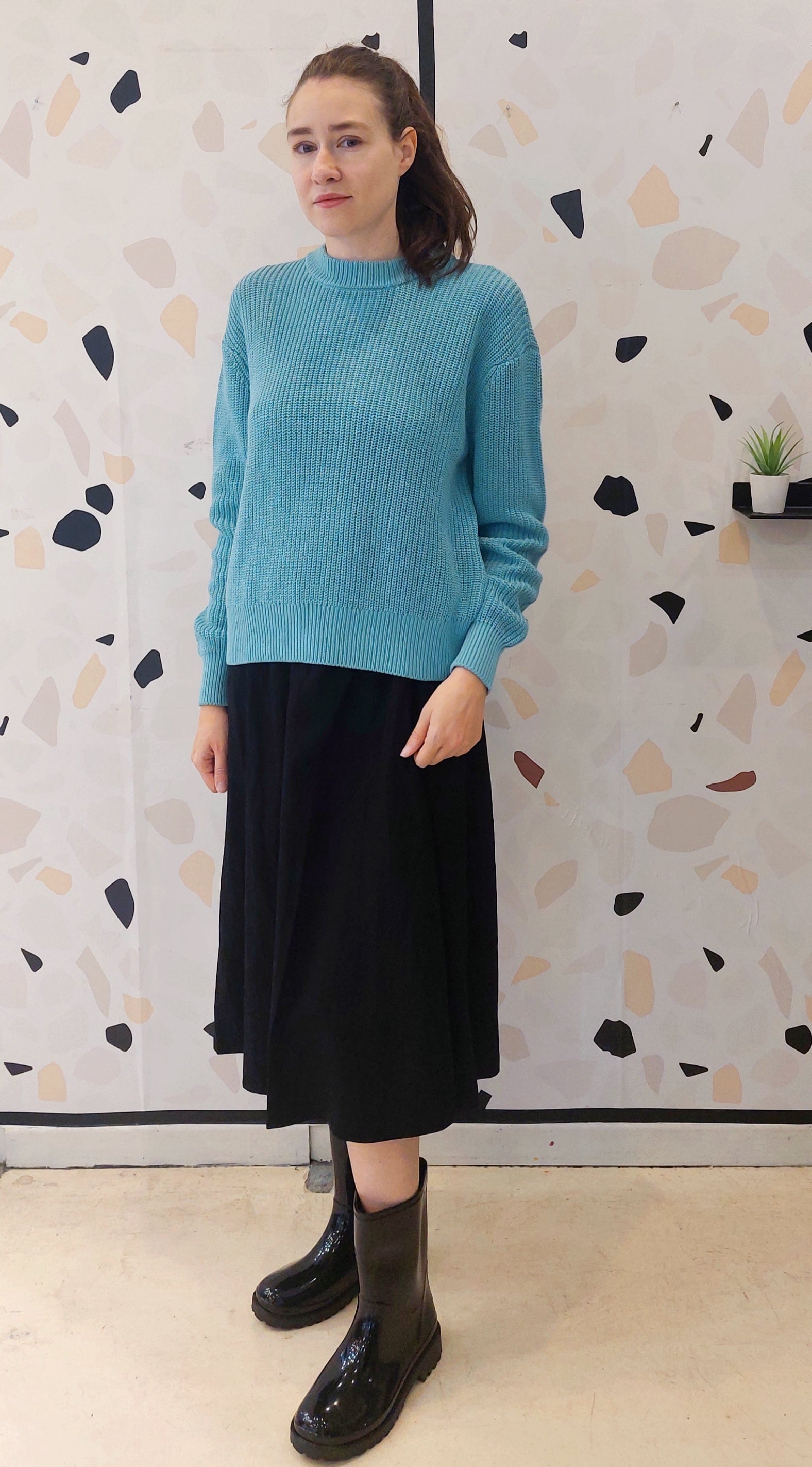 MAGLIONE VERDE ACQUA IN COTONE BIOLOGICO