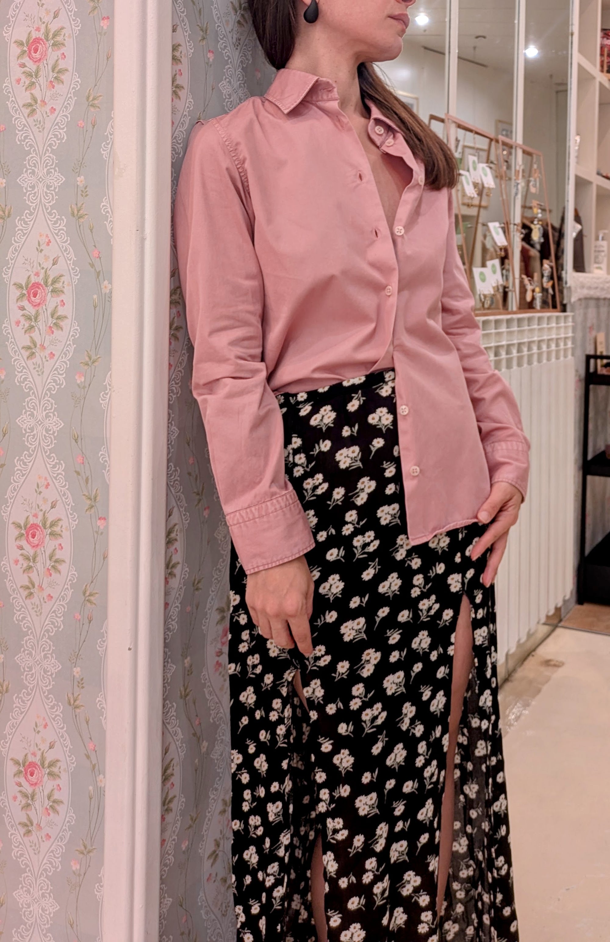 CAMICIA ROSA IN GABARDINA LAVATA
