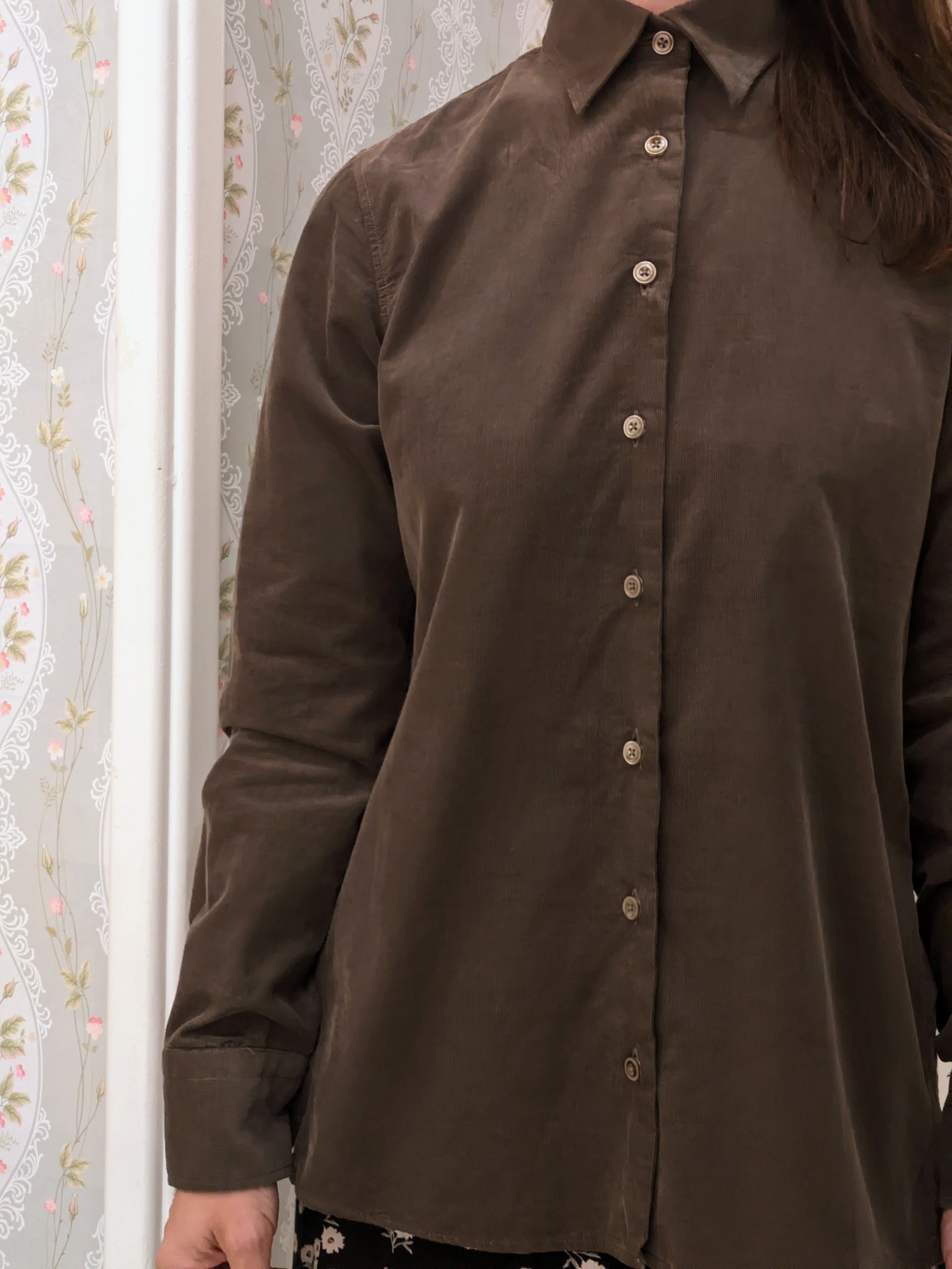 CAMICIA VERDE MILITARE/FANGO E CAMMELLO IN VELLUTO DI COTONE