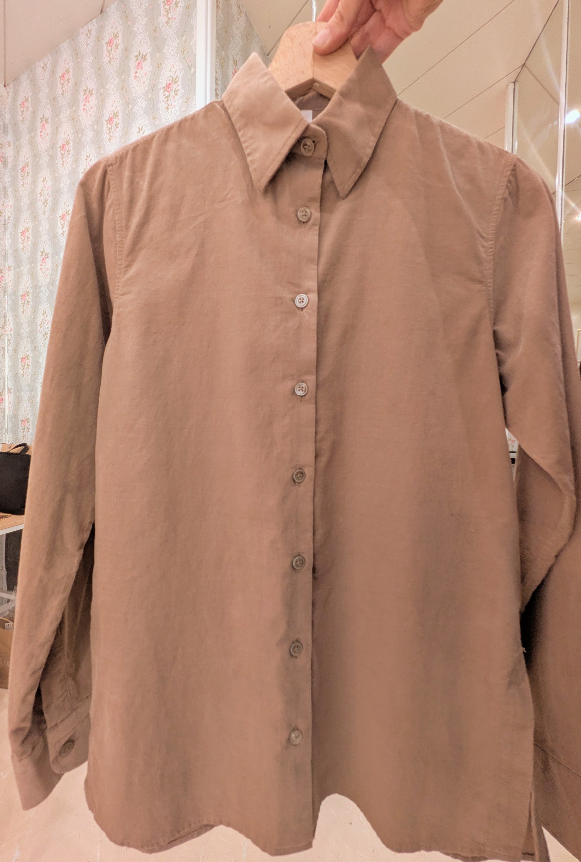 CAMICIA VERDE MILITARE/FANGO E CAMMELLO IN VELLUTO DI COTONE