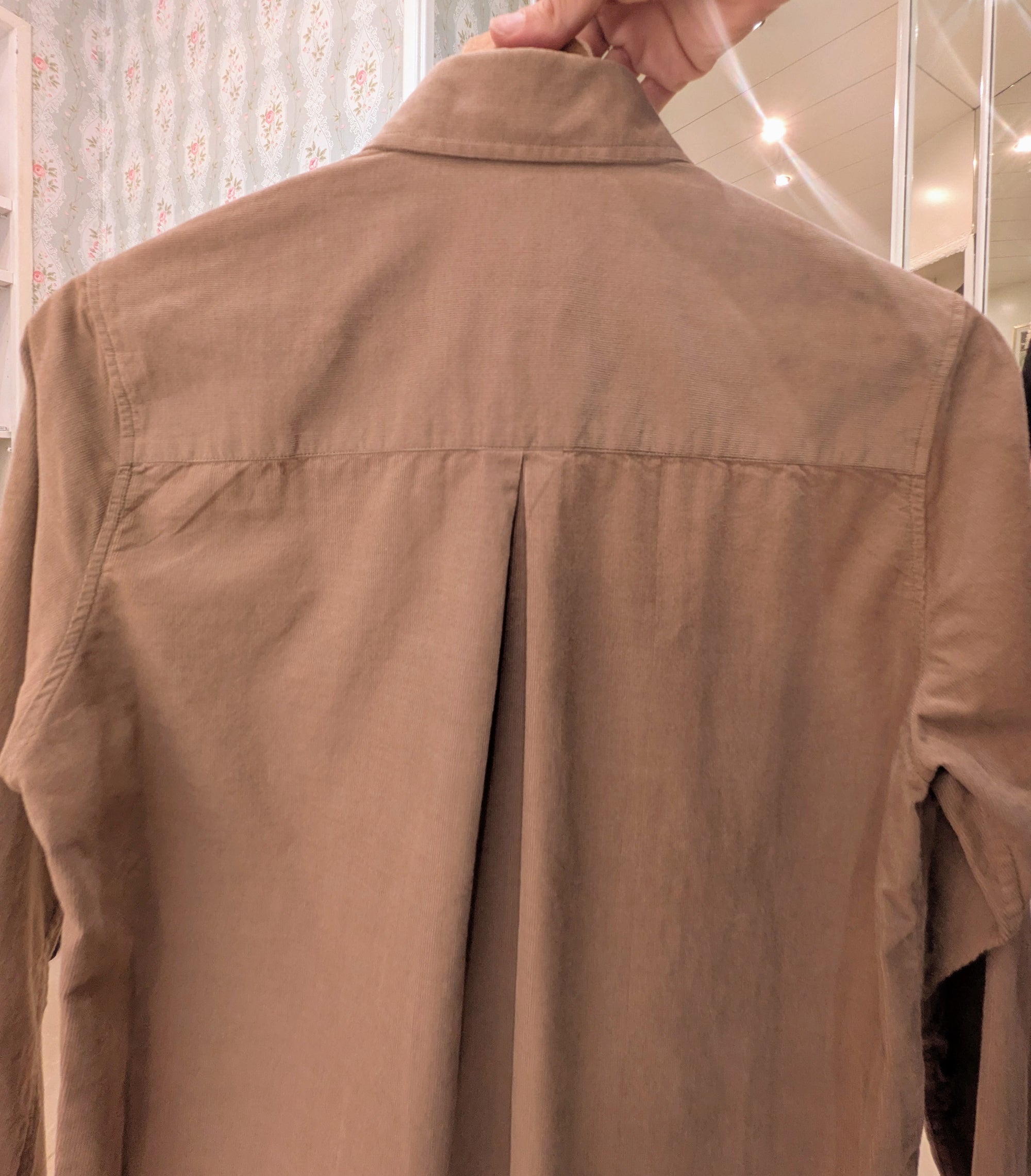 CAMICIA VERDE MILITARE/FANGO E CAMMELLO IN VELLUTO DI COTONE