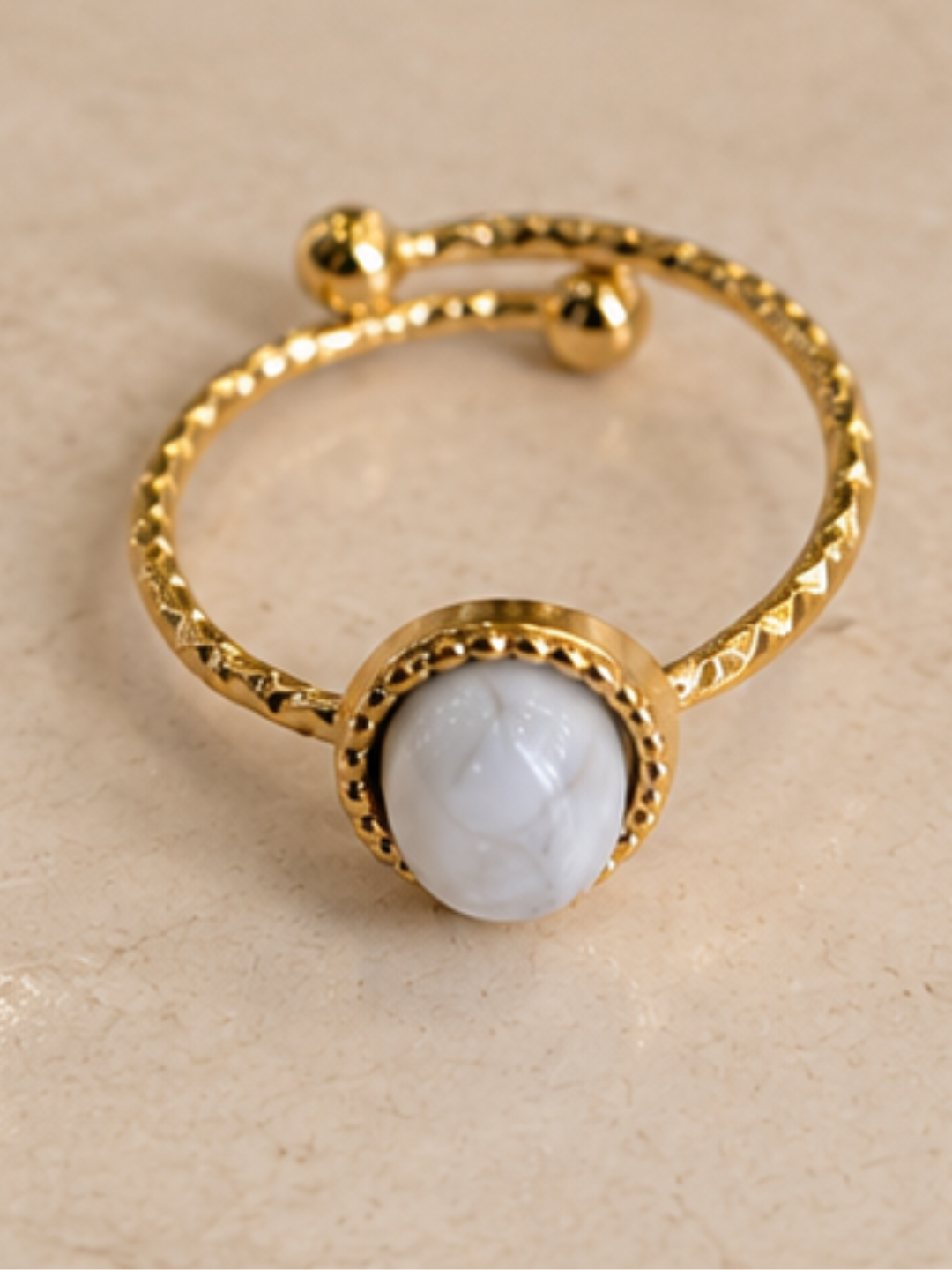ANELLO REGOLABILE IN ACCIAIO E PIETRA