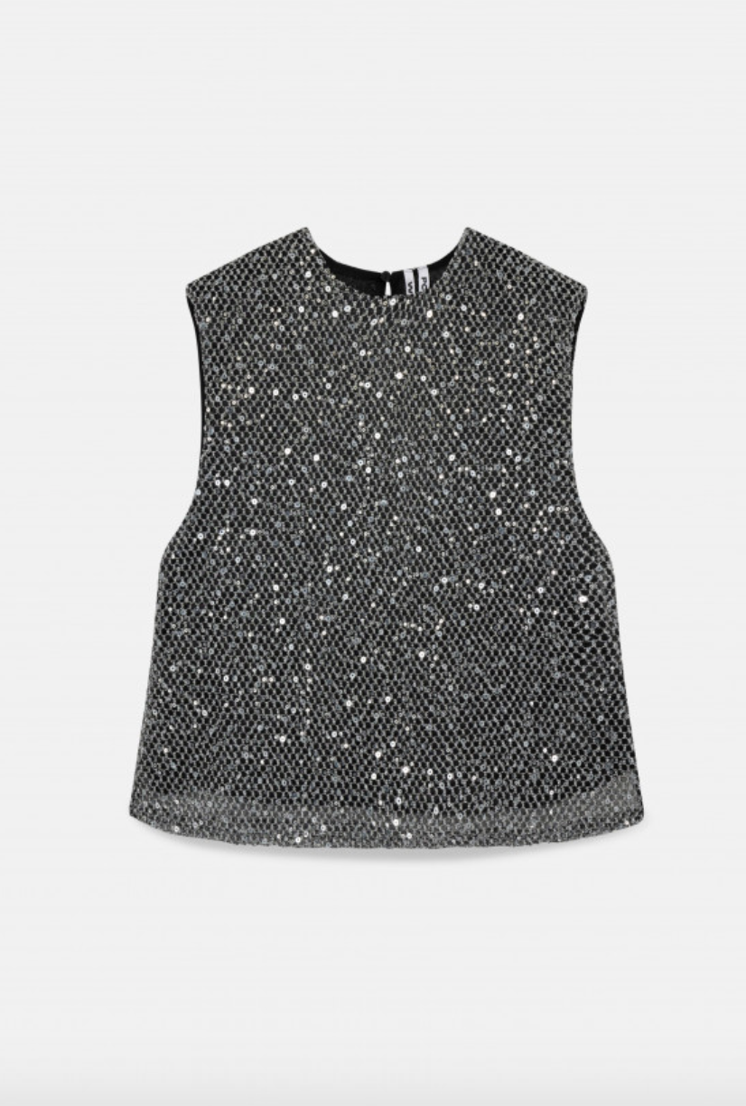 TOP CON PAILLETTES ARGENTO