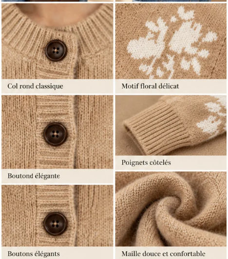 CARDIGAN LAVORATO A MAGLIA CON MOTIVO FLOREALE