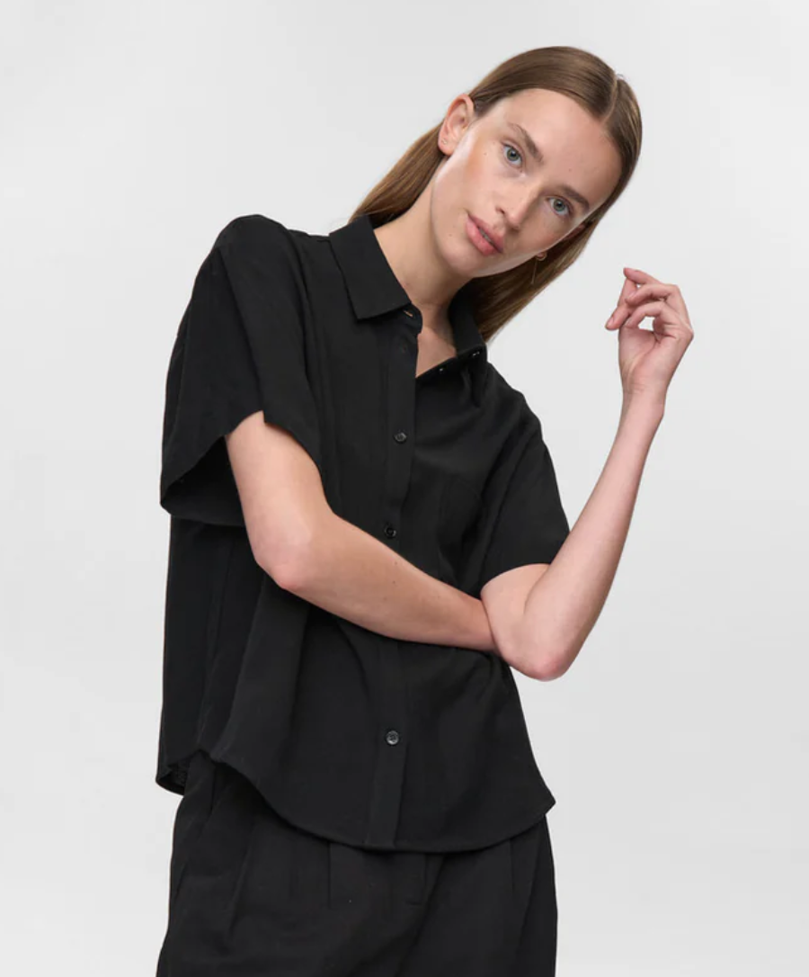 CAMICIA BLACK IN LINO E VISCOSA