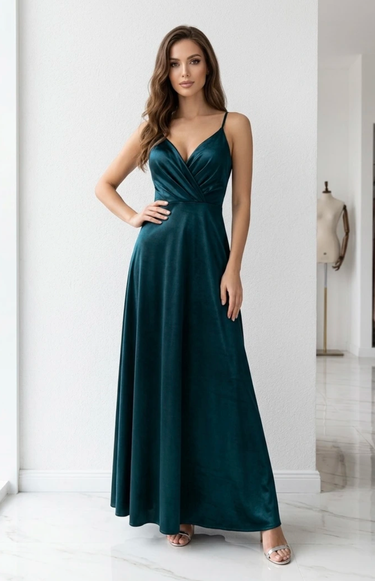 ABITO SATIN VERDE SCURO