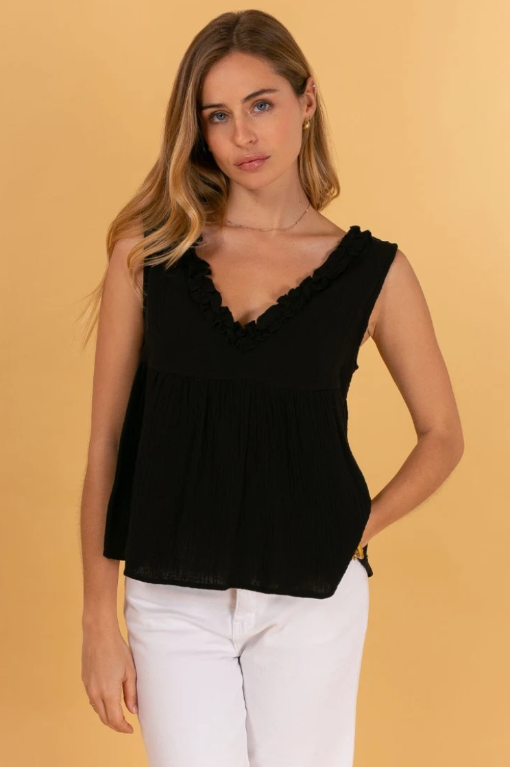 TOP NERO CON FIOCCO