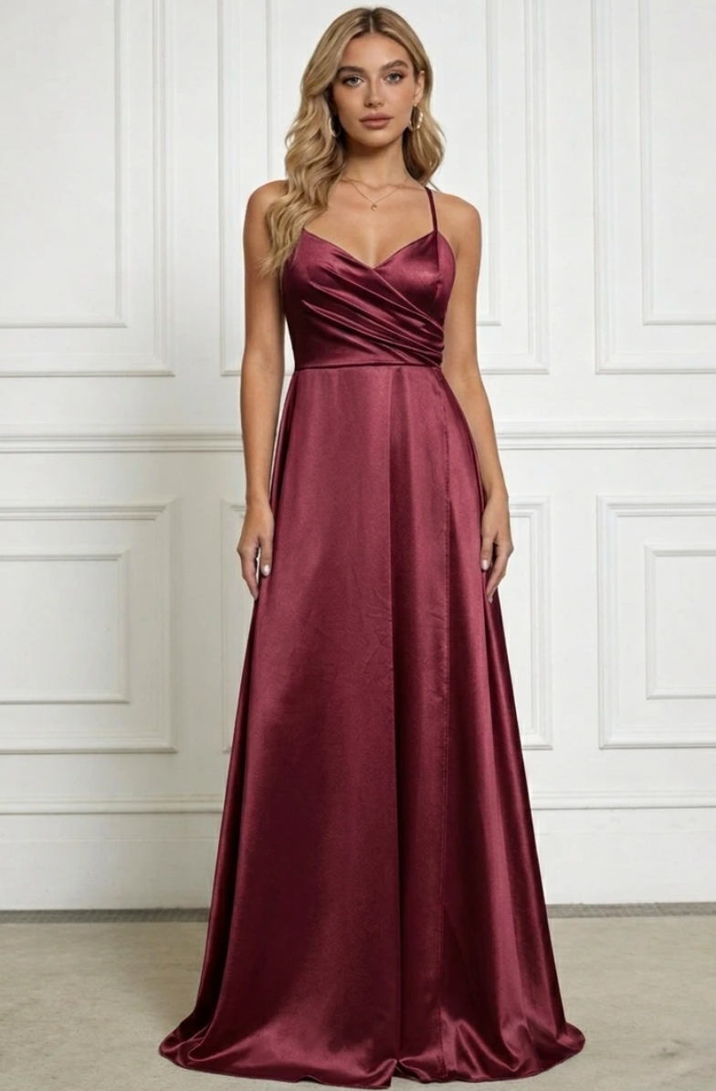 ABITO SATIN BORDEAUX
