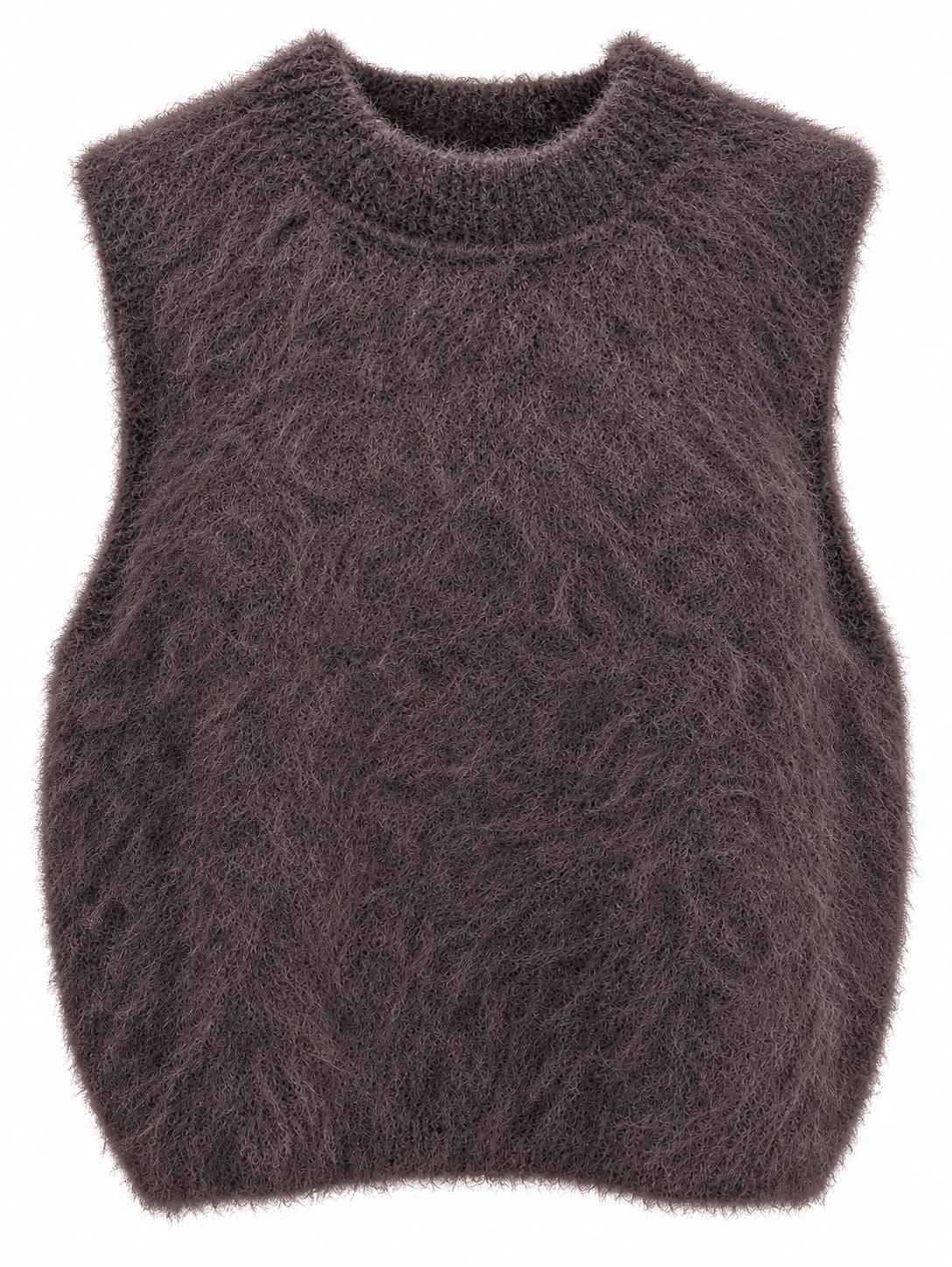 GILET BLU IN MOHAIR EFFETTO PELOSETTO