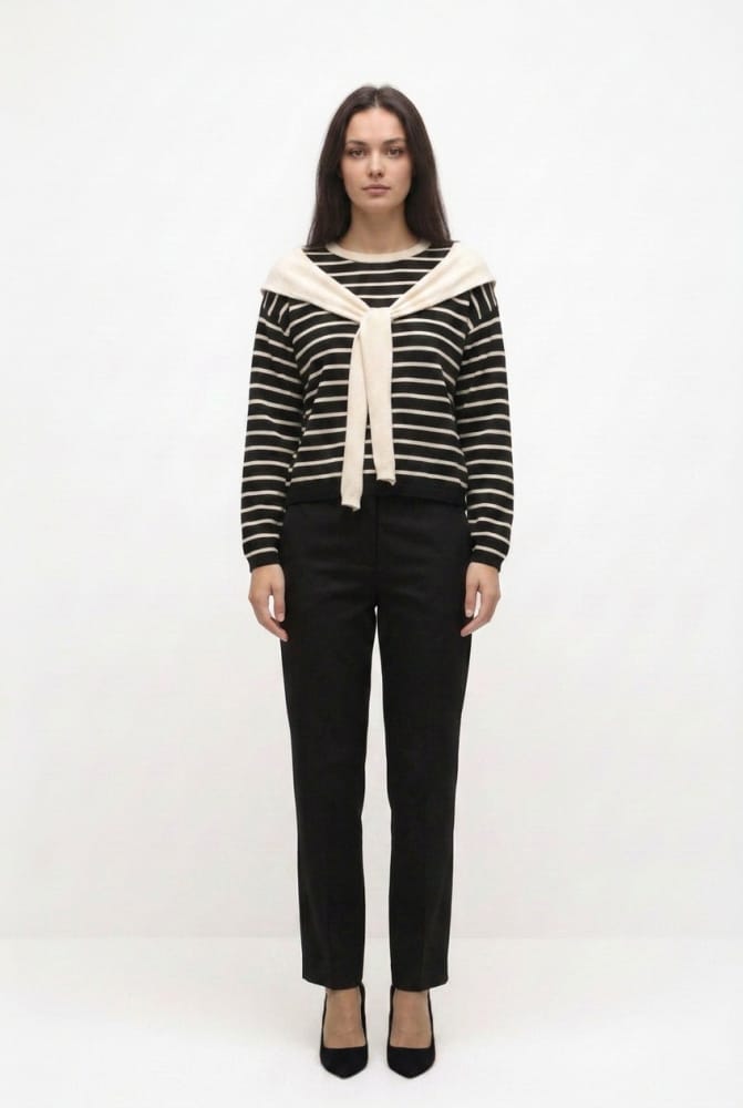 MAGLIA RIGATA CON COLLO SCIARPA