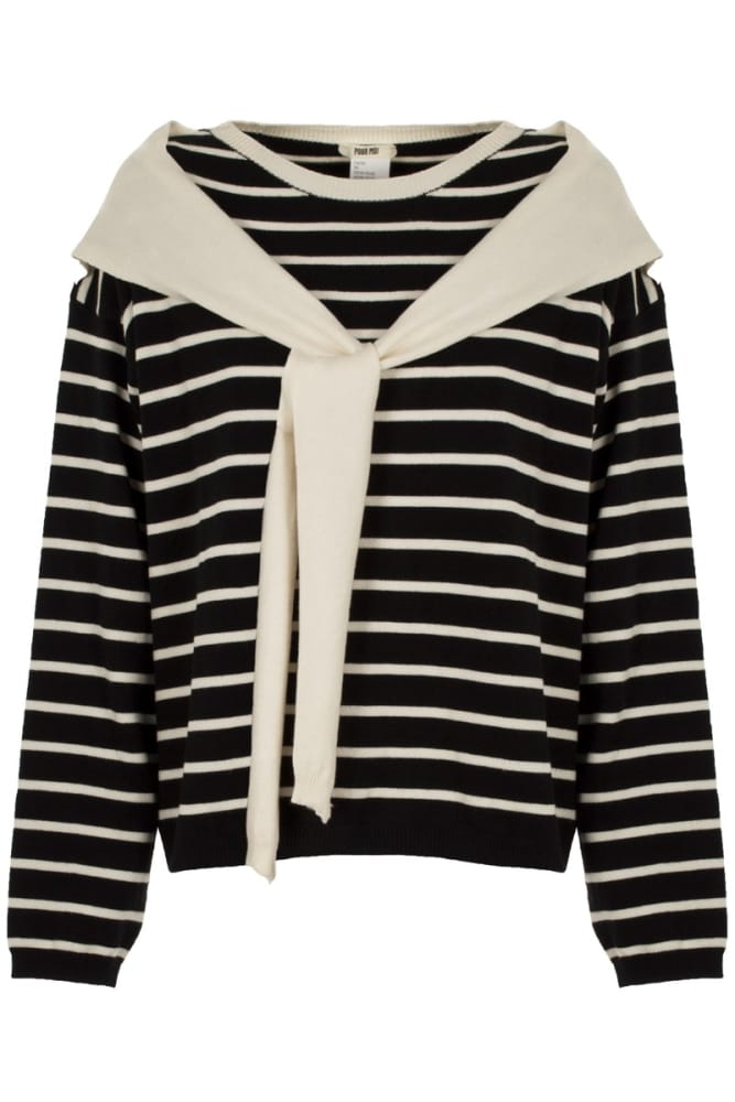 MAGLIA RIGATA CON COLLO SCIARPA