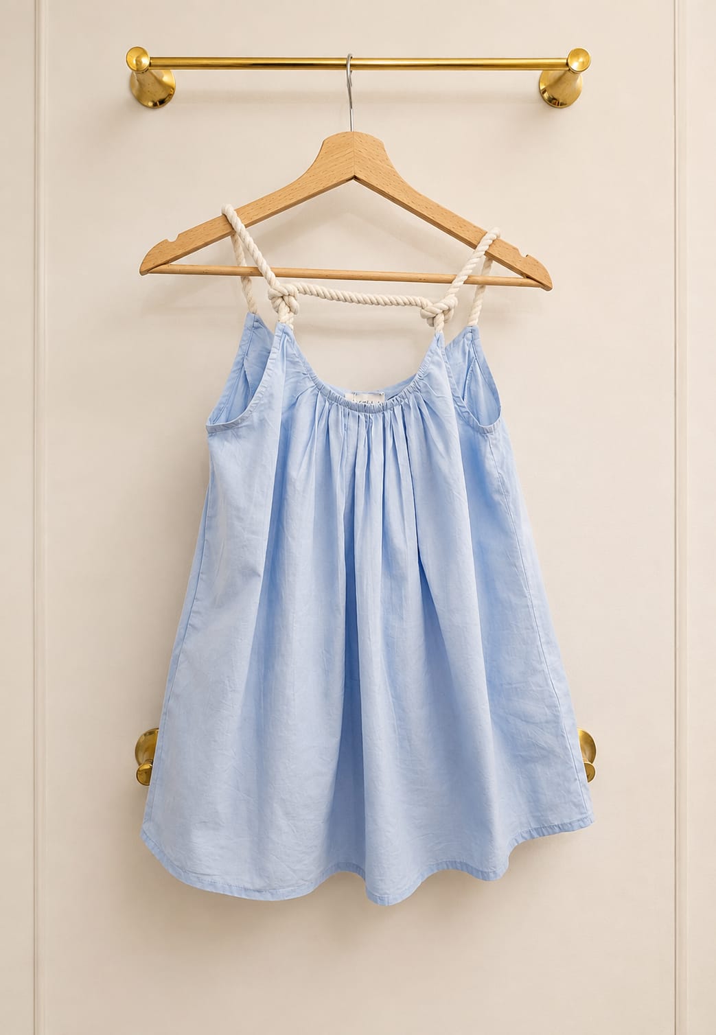 TOP AZZURRO CON SPALLINE IN CORDA