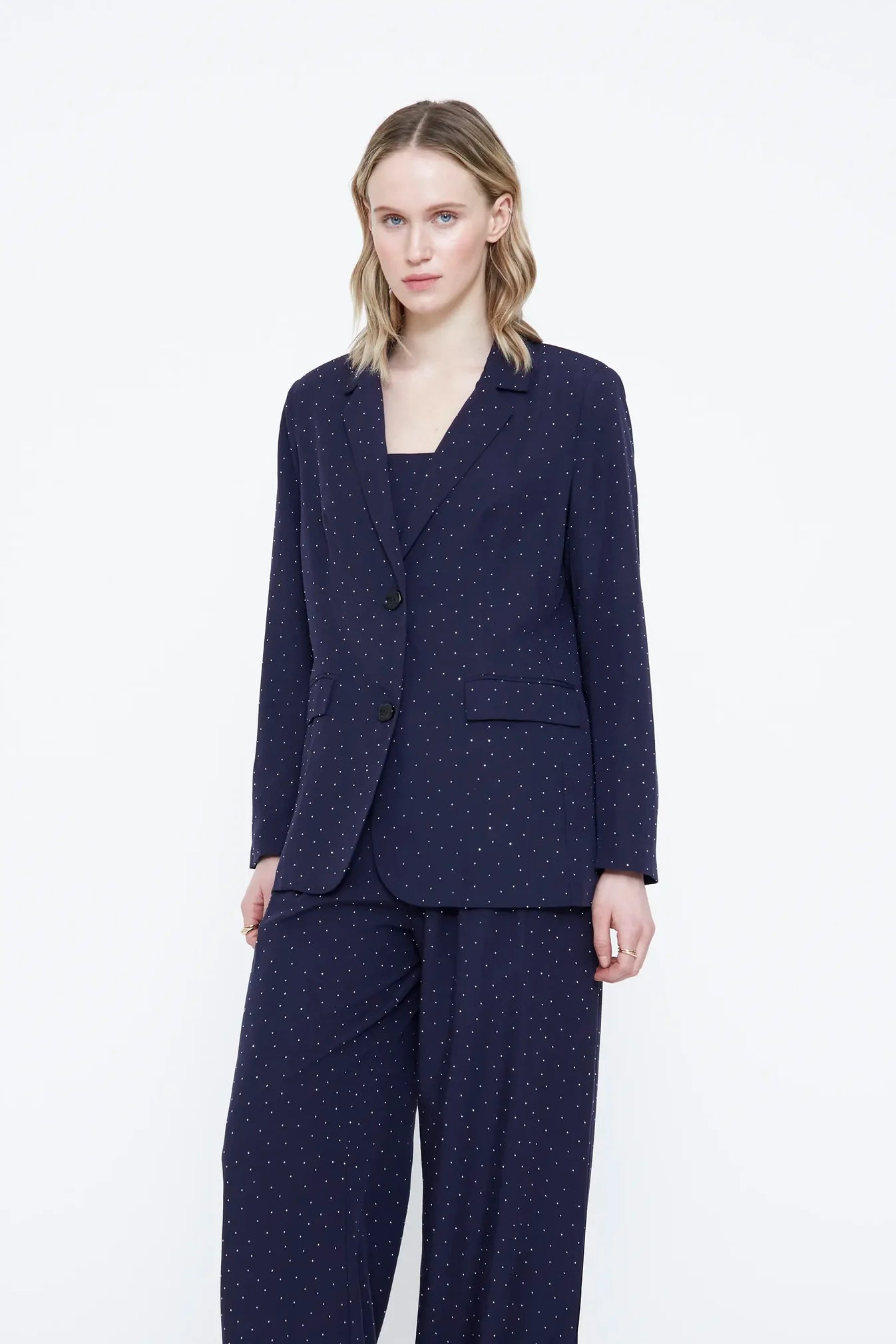 BLAZER BLU NAVY IN CREPE CON APPLICAZIONI