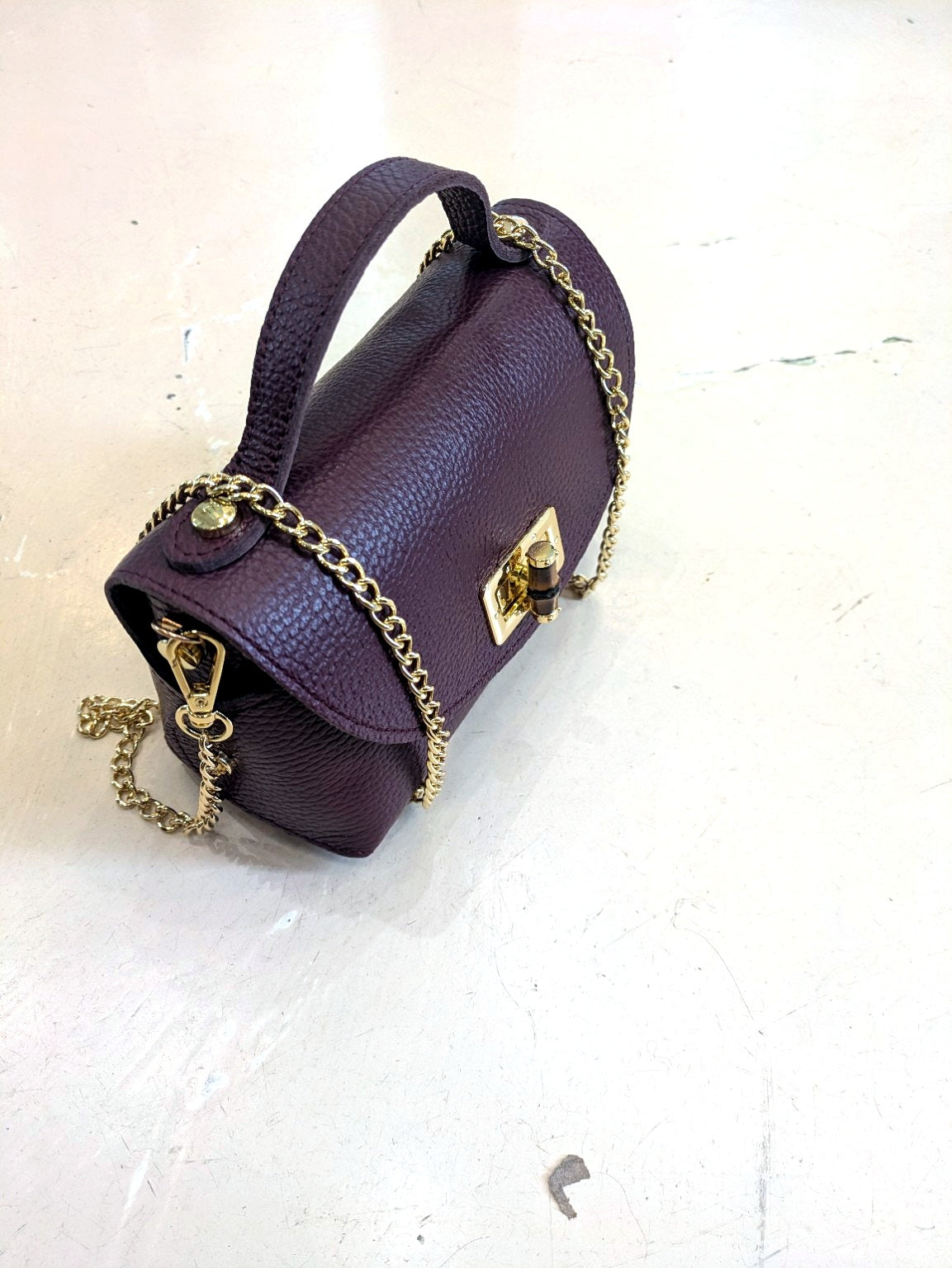 BORSA IN PELLE BORDEAUX MADE IN ITALY