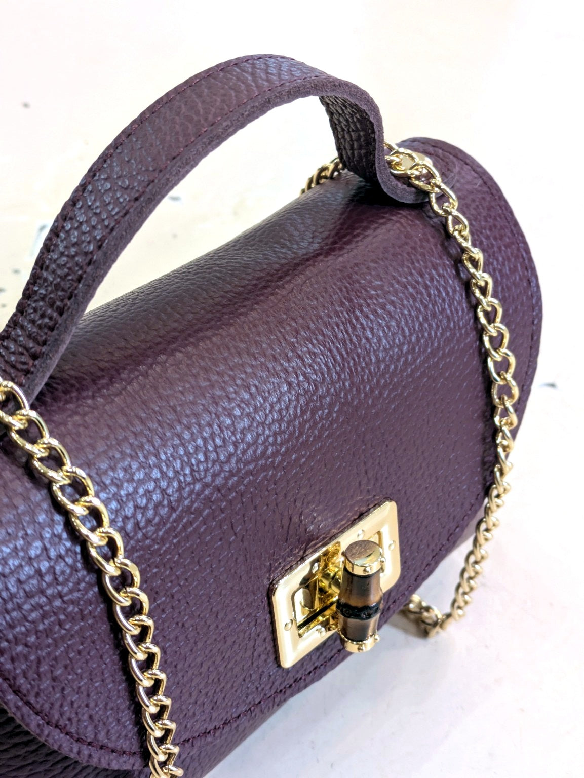 BORSA IN PELLE BORDEAUX MADE IN ITALY