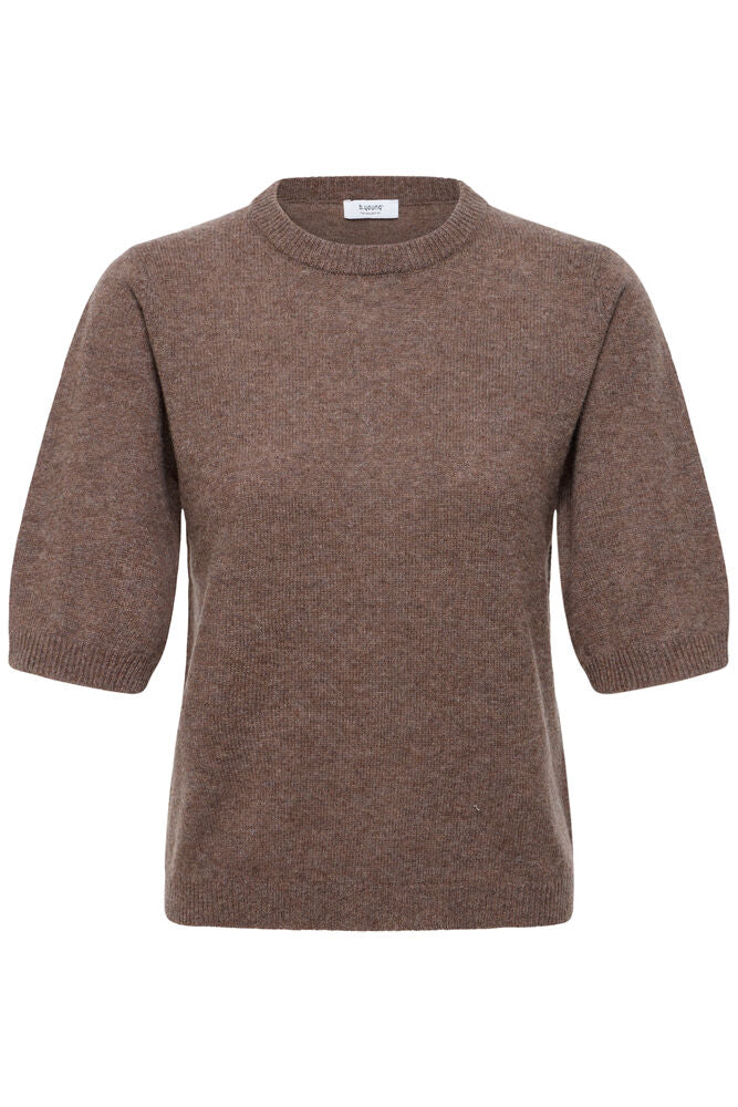 MAGLIA MARRONE IN LANA E CASHMERE A MANICA CORTA