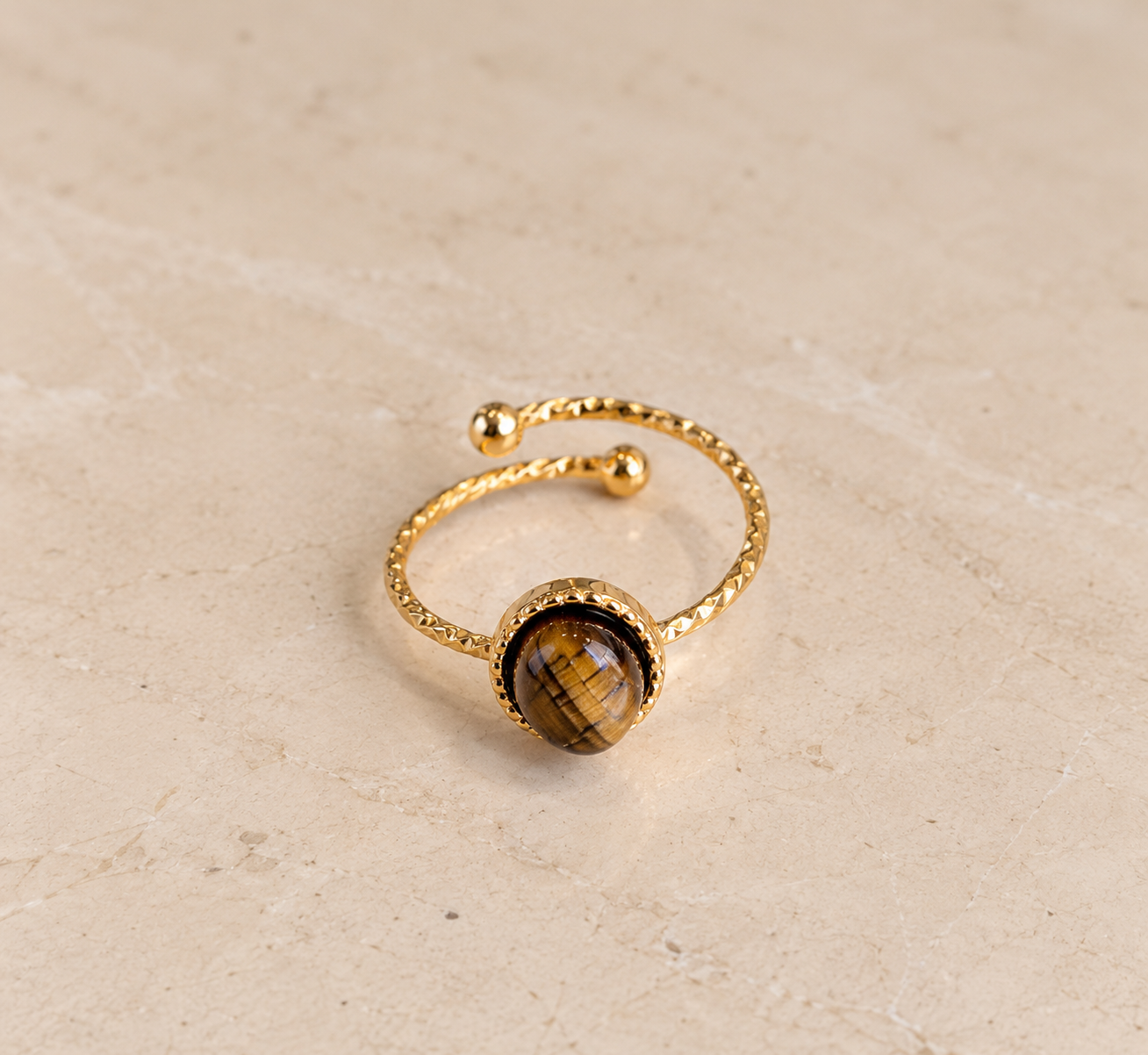 ANELLO REGOLABILE IN ACCIAIO E PIETRA