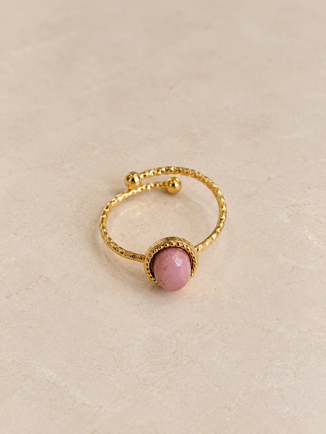 ANELLO REGOLABILE IN ACCIAIO E PIETRA
