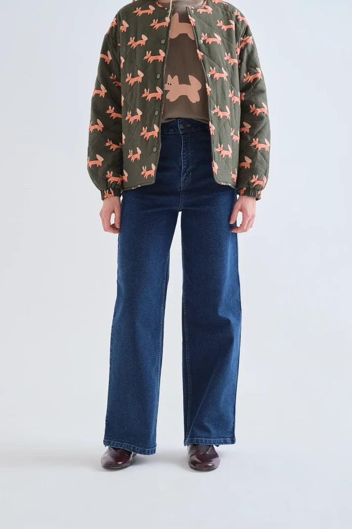 JEANS BLU SCURO A VITA ALTA CON TASCHE A CUORE