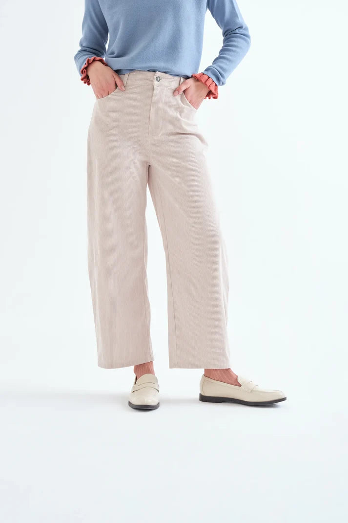 Pantaloni in velluto a coste écru