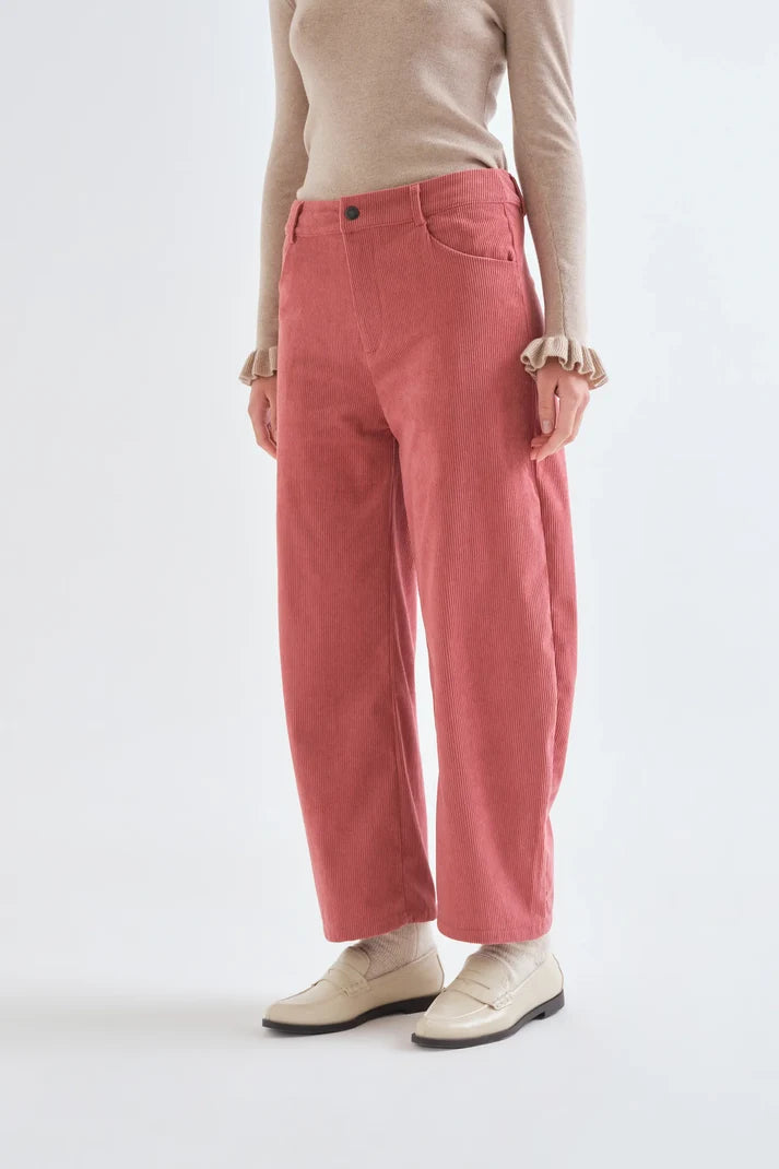 PANTALONI ROSA IN VELLUTO A COSTE
