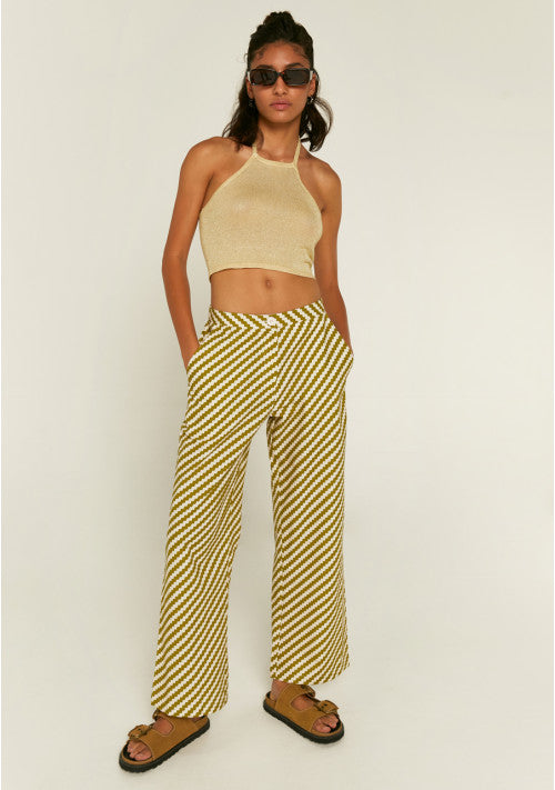 PANTALONI LUNGHI DRITTI CON FANTASIA A ZIGZAG