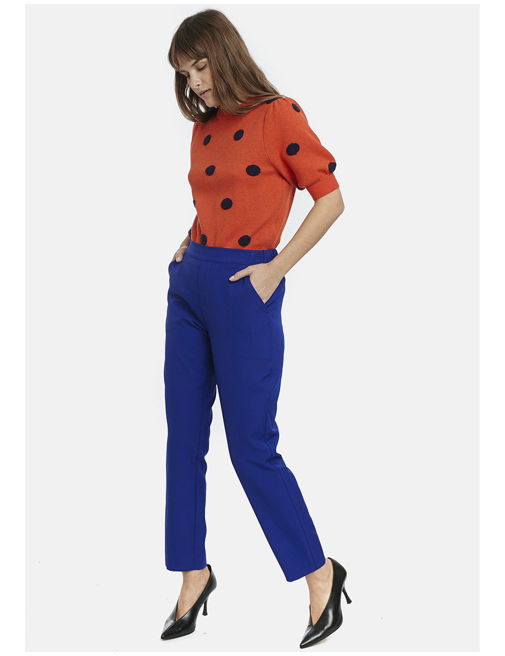 PANTALONI ALLA CAVIGLIA DIRITTI BLU ELETTRICO