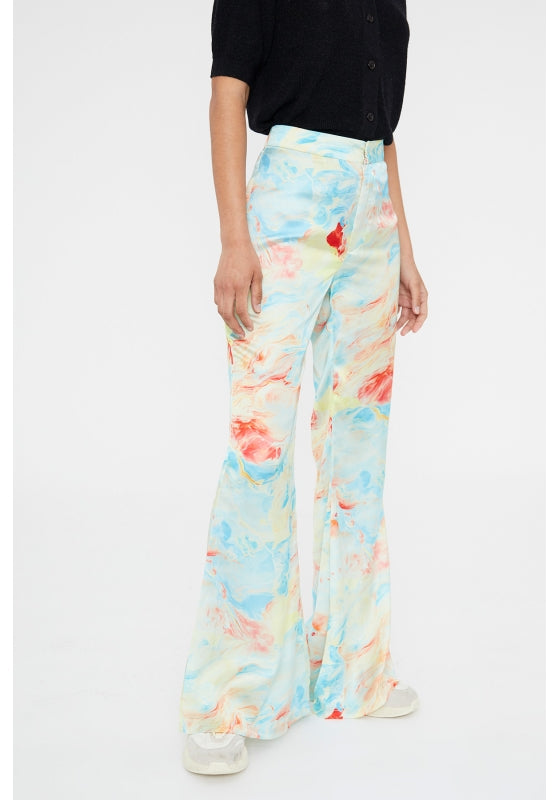 PANTALONE  IN RASO CON STAMPA MARMO
