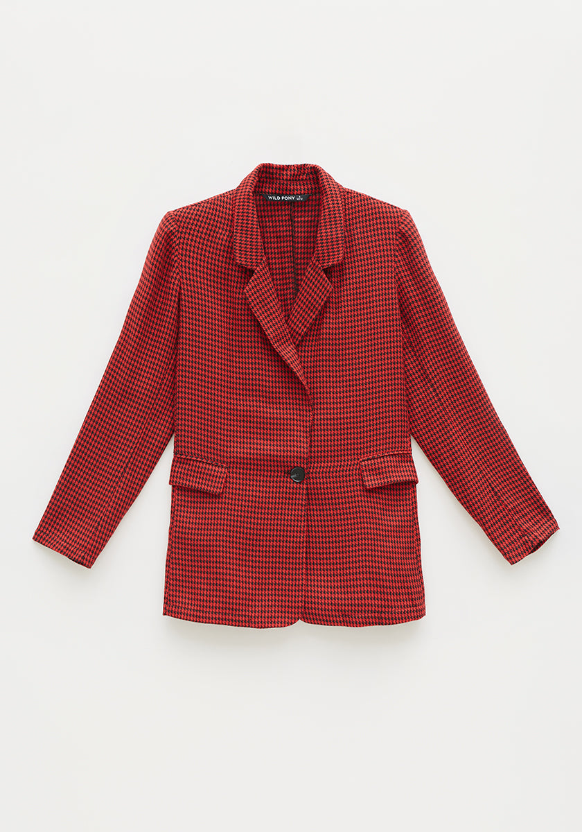 BLAZER PIED DE POULE ROSSO E NERO