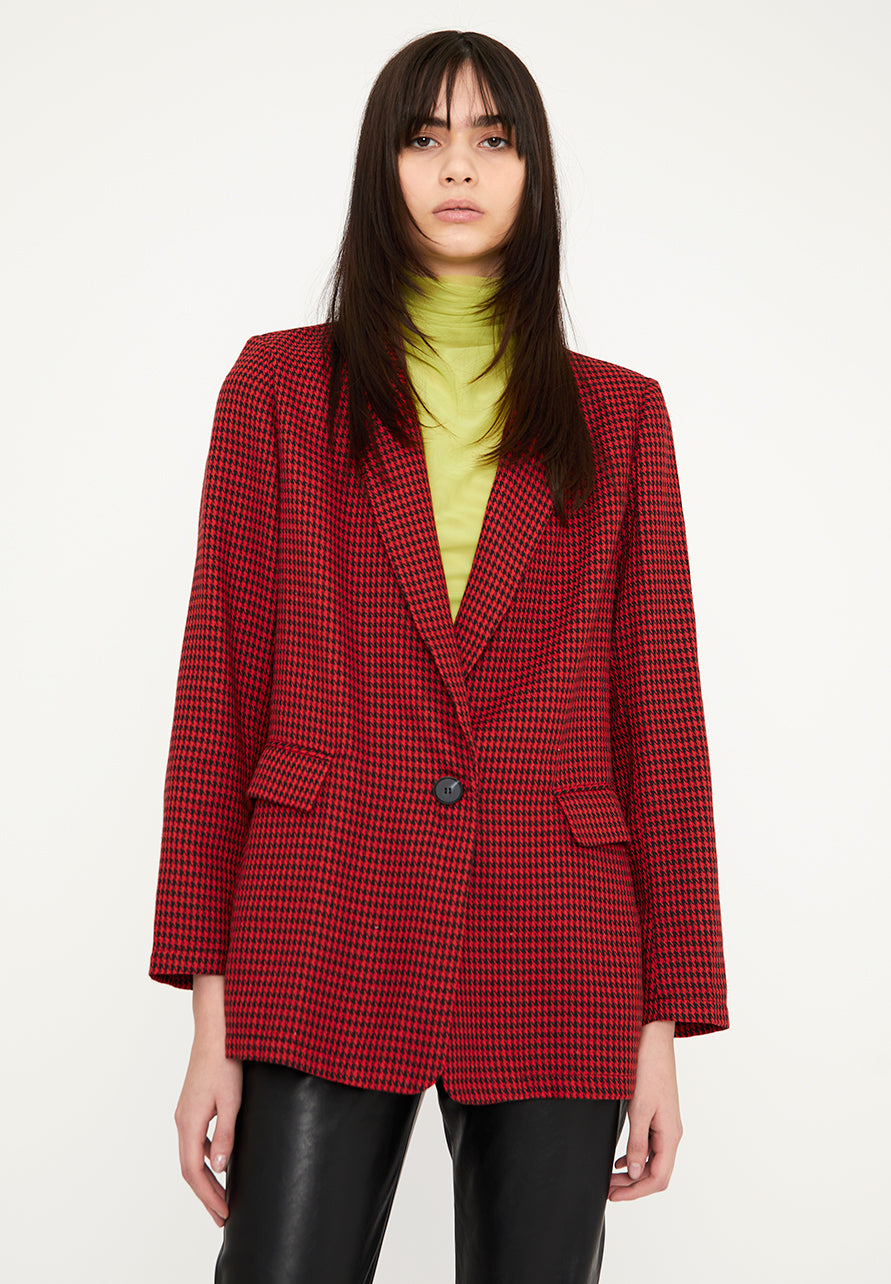 BLAZER PIED DE POULE ROSSO E NERO