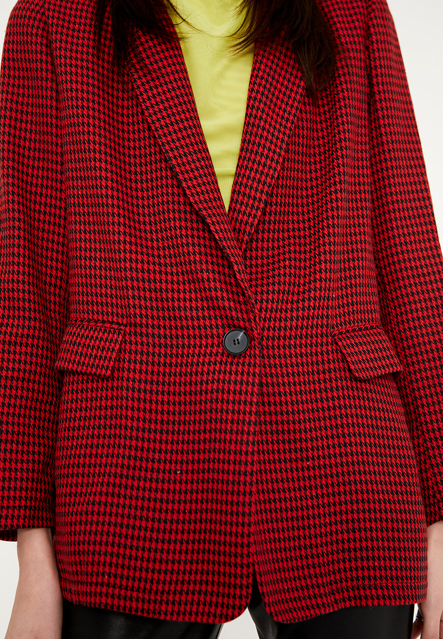 BLAZER PIED DE POULE ROSSO E NERO