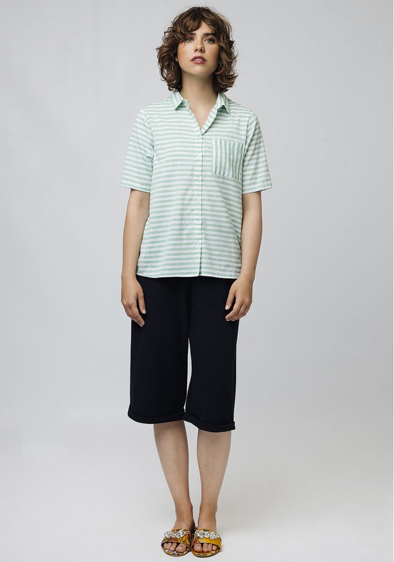 CAMICIA RIGHE VERDI COTONE