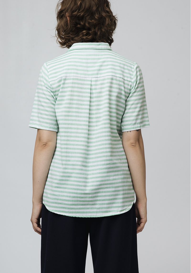 CAMICIA RIGHE VERDI COTONE