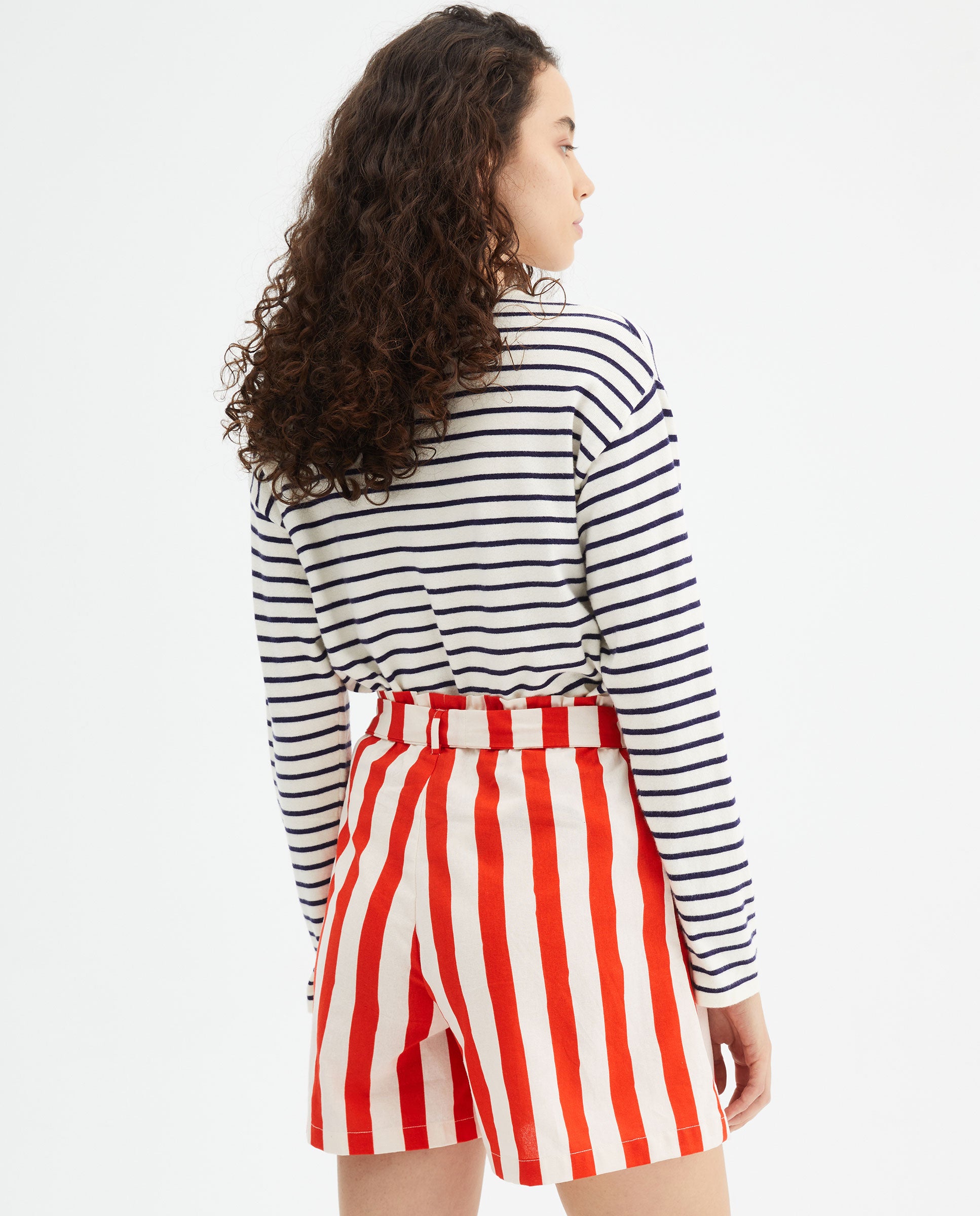 SHORTS A RIGHE BIANCHE E ROSSE