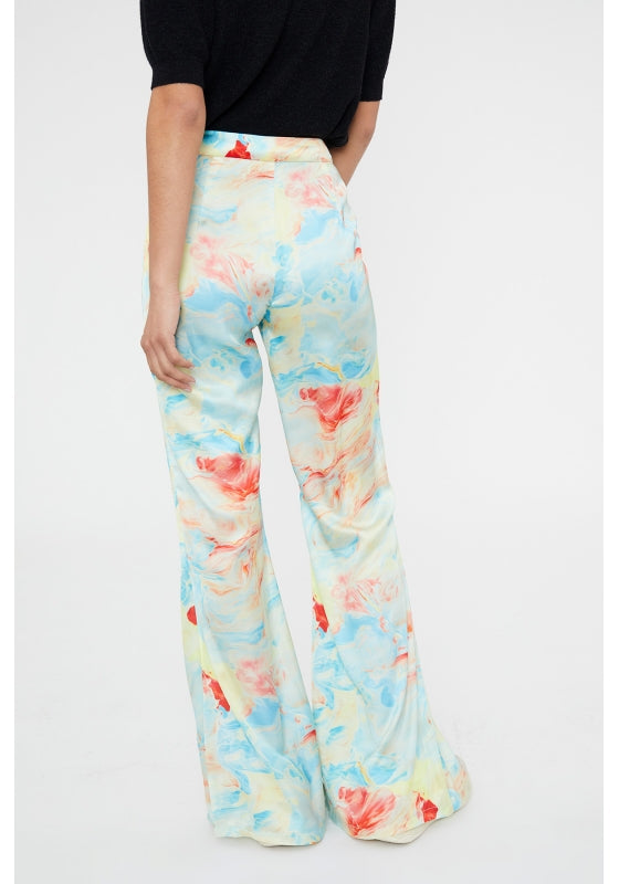 PANTALONE  IN RASO CON STAMPA MARMO