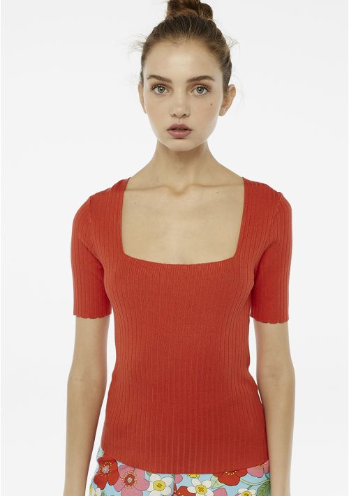 MAGLIA A COSTE ROSSO MATTONE