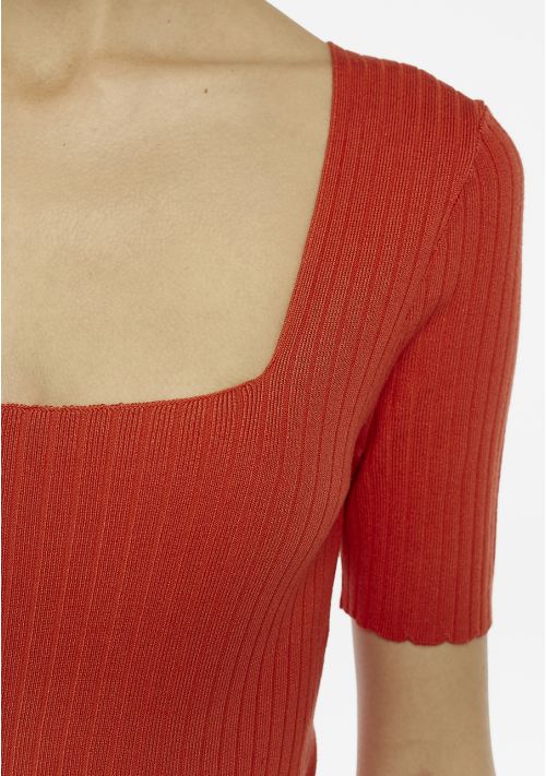MAGLIA A COSTE ROSSO MATTONE